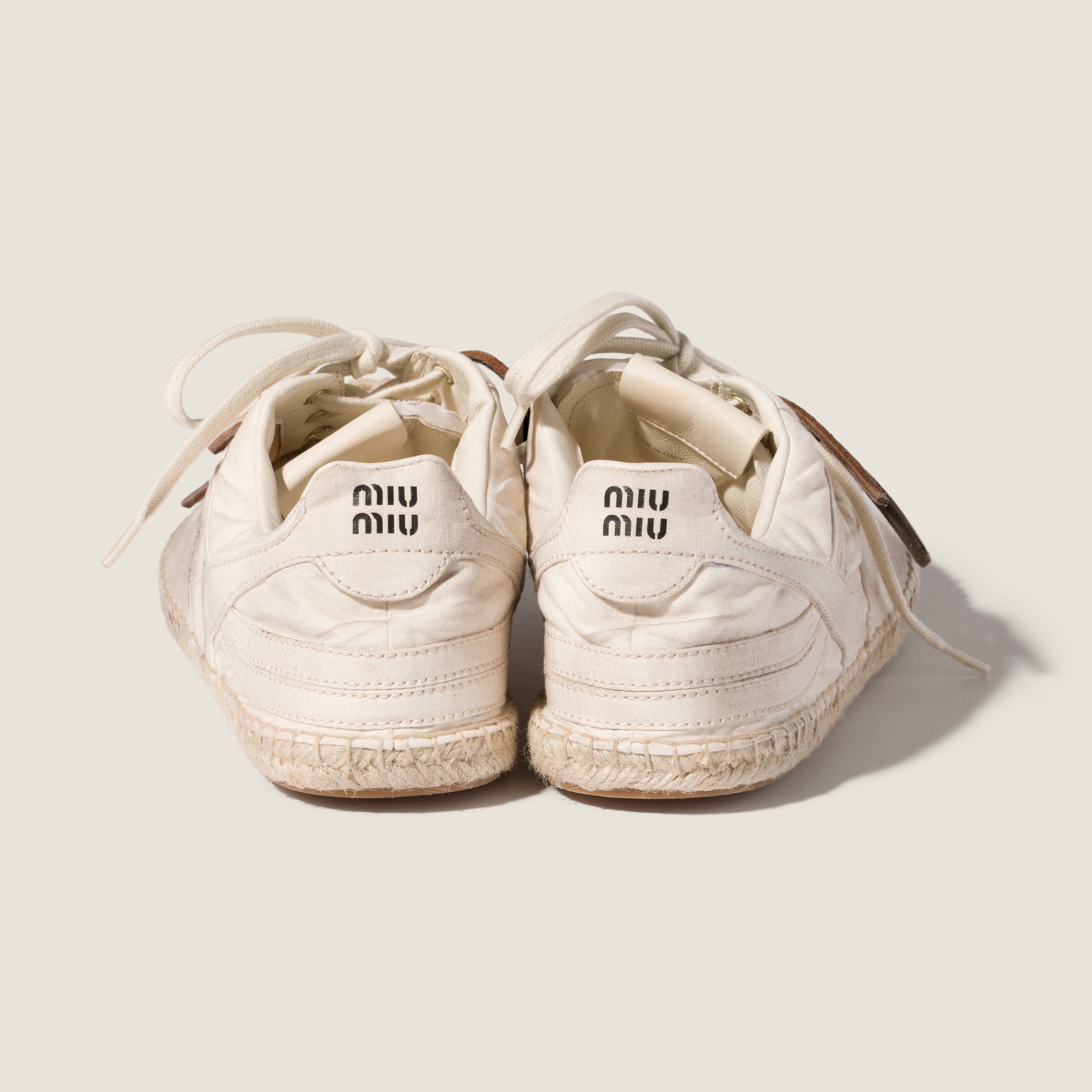 Ecru Gymnasium Canvas Sneakers | Miu Miu - United States