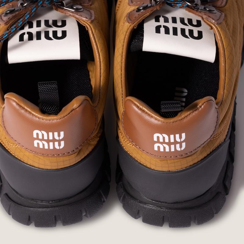 Technical fabric and leather sneakers