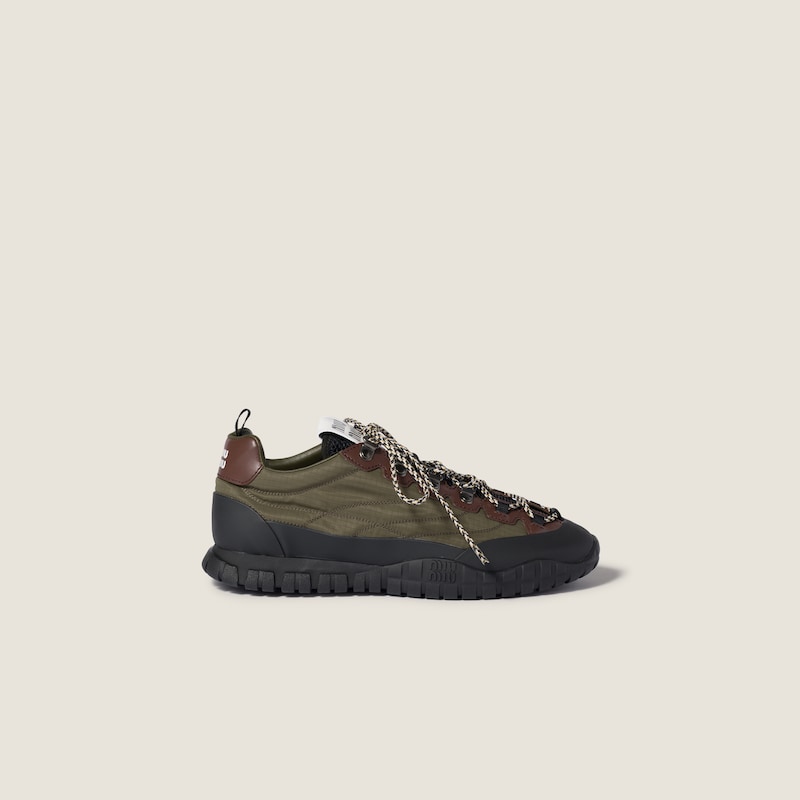 Technical fabric and leather sneakers