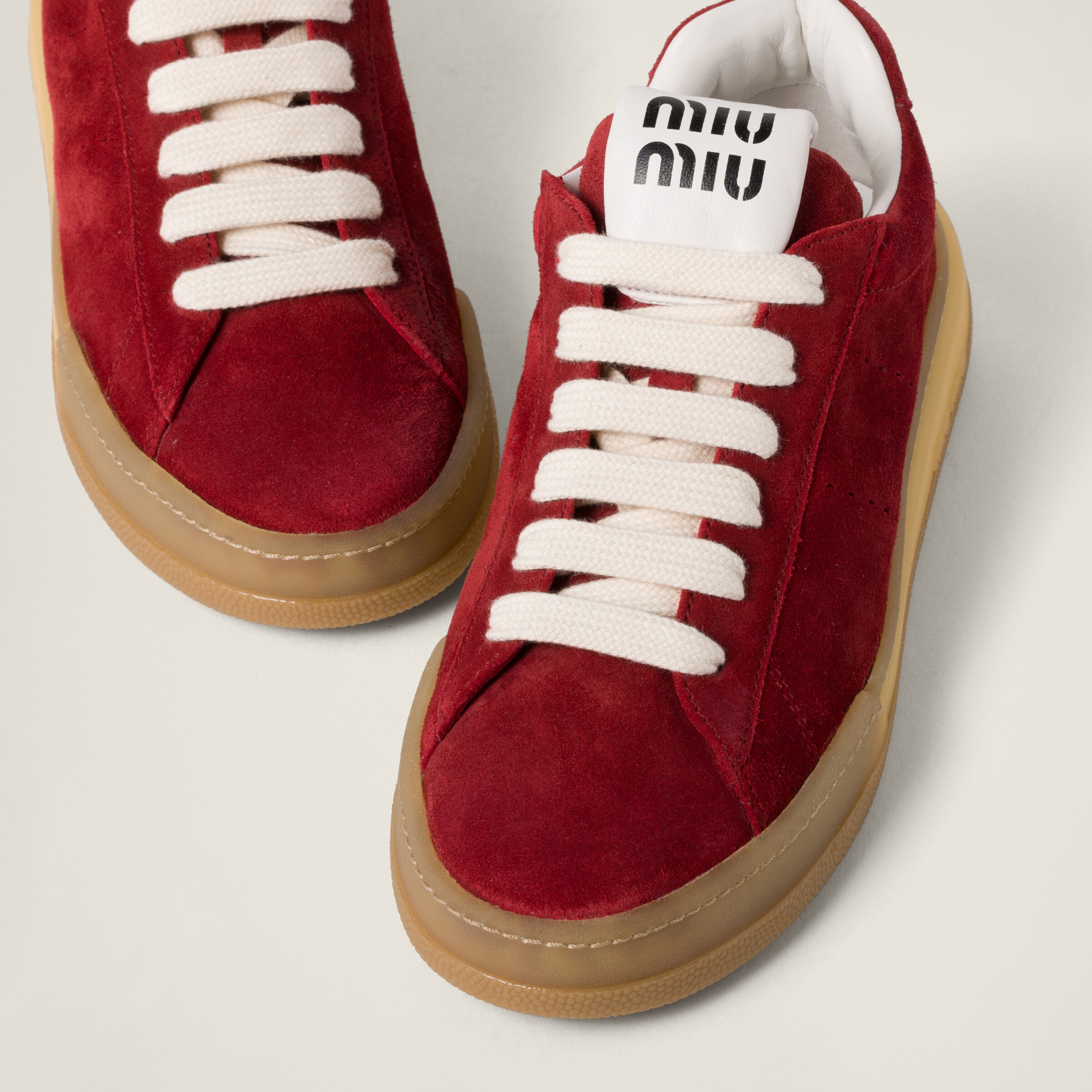 MIUMIU 26S SNEAKERS IN WHITE SUEDE