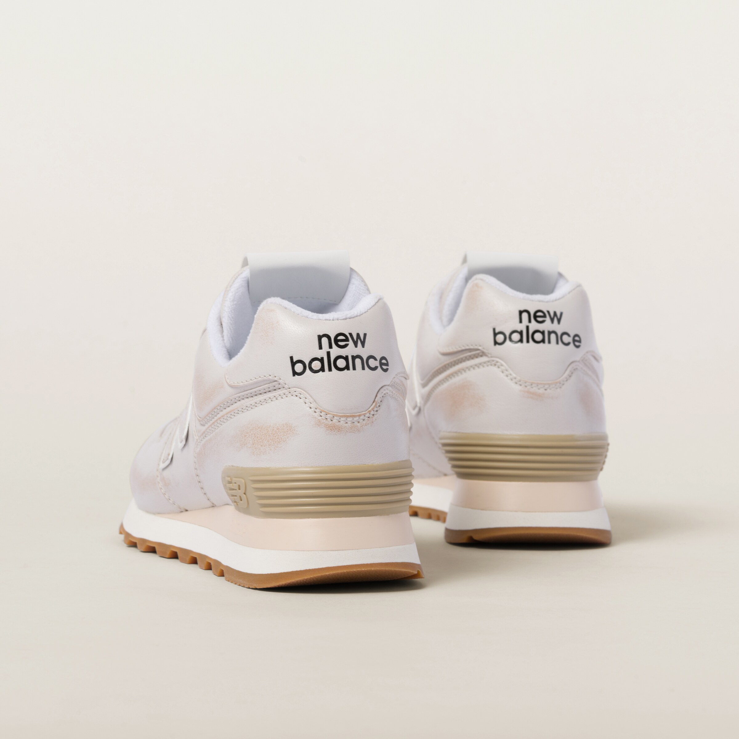 White New Balance 574 X Miu Miu Vintage-effect Nappa Leather 