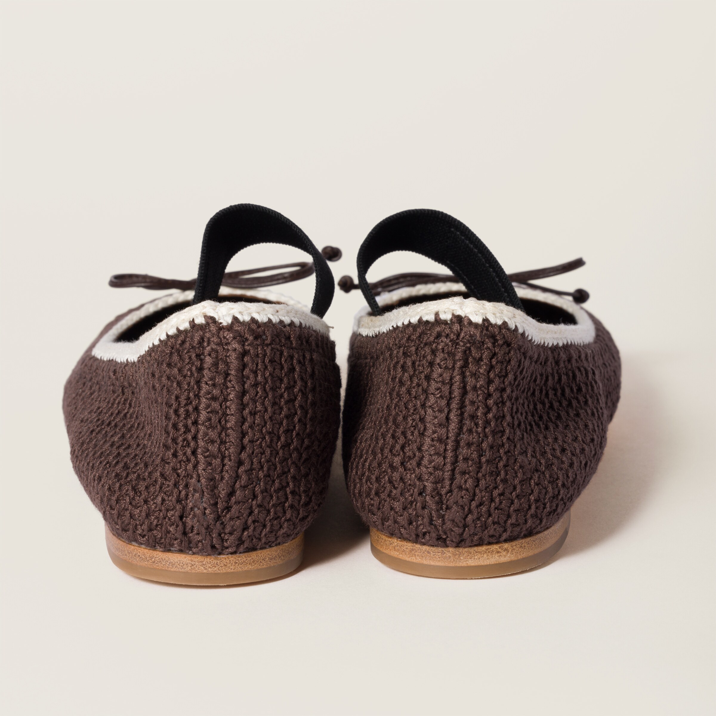 Cocoa/ivory Crochet Knit Ballerinas | Miu Miu