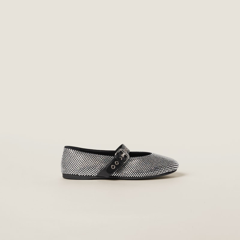 Satin Ballerinas With Crystals