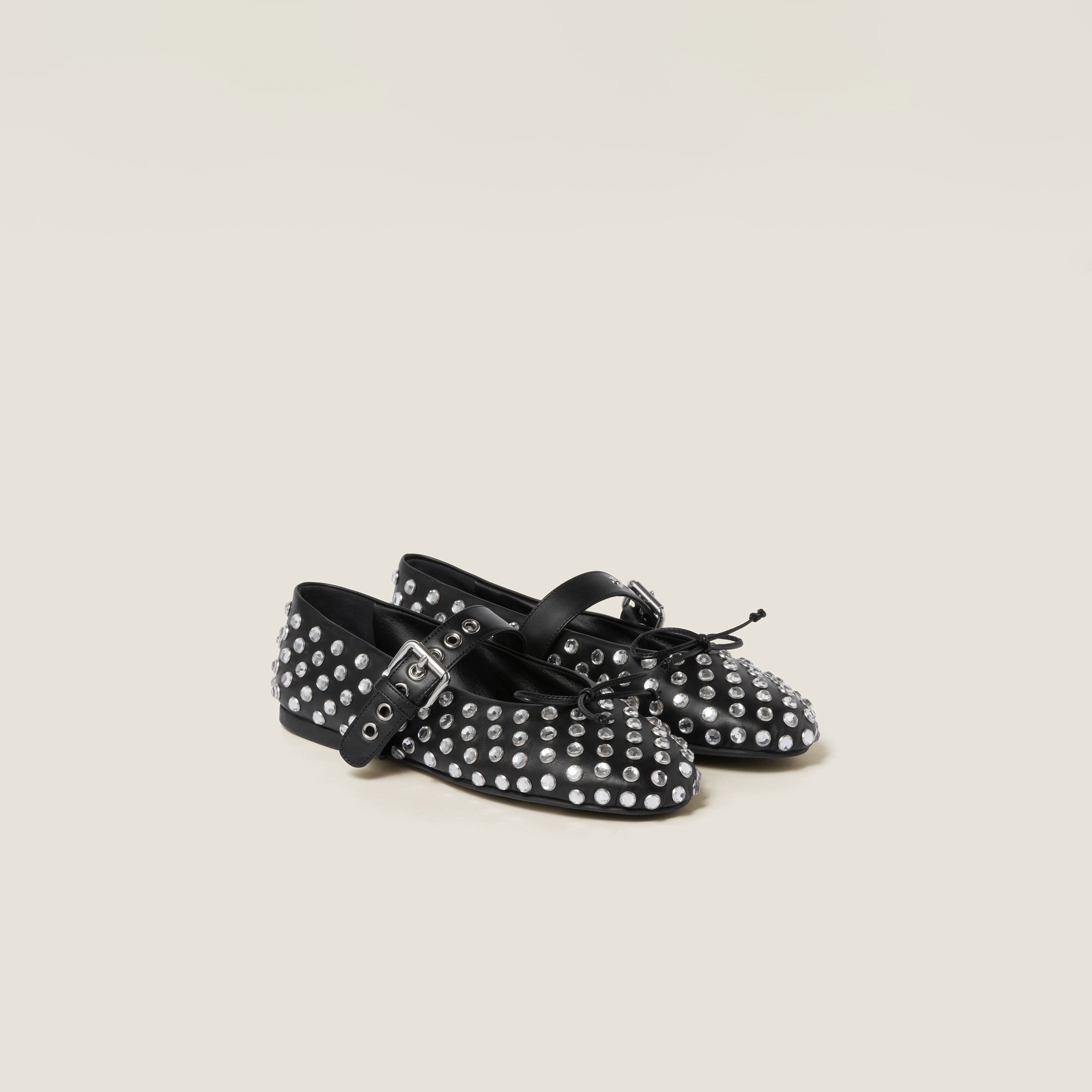 Miumiu Leather Ballerinas In Black