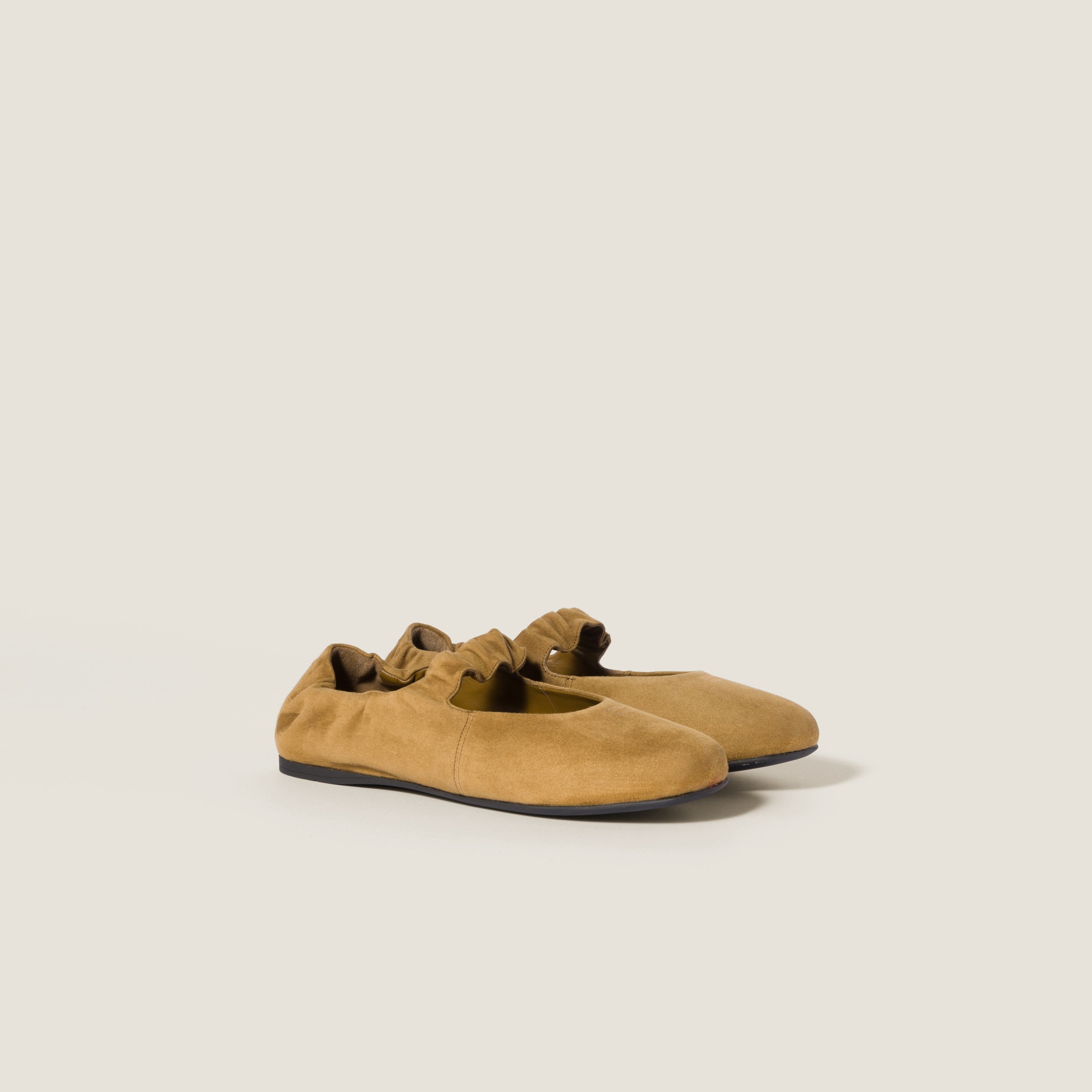 Miu Miu Ruches Suede Ballerinas