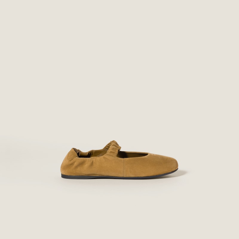Ruches suede ballerinas
