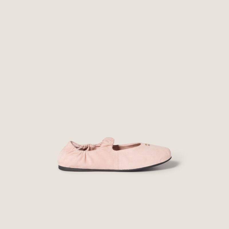 Ruches suede ballerinas