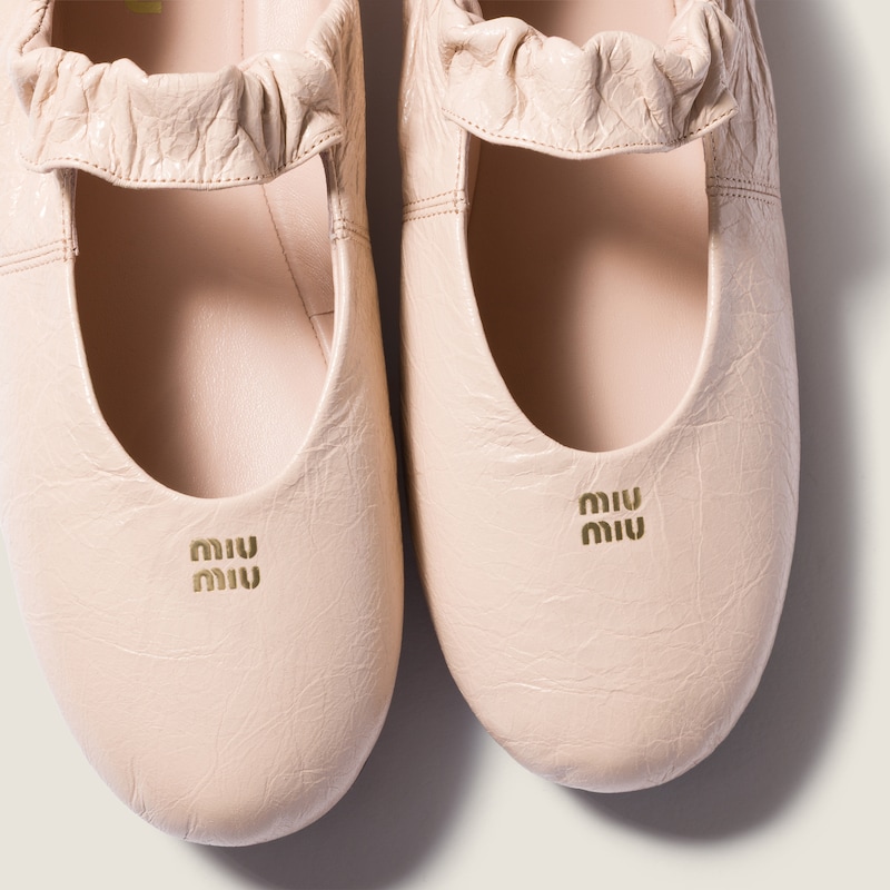 Ballerines en cuir nappa ruches