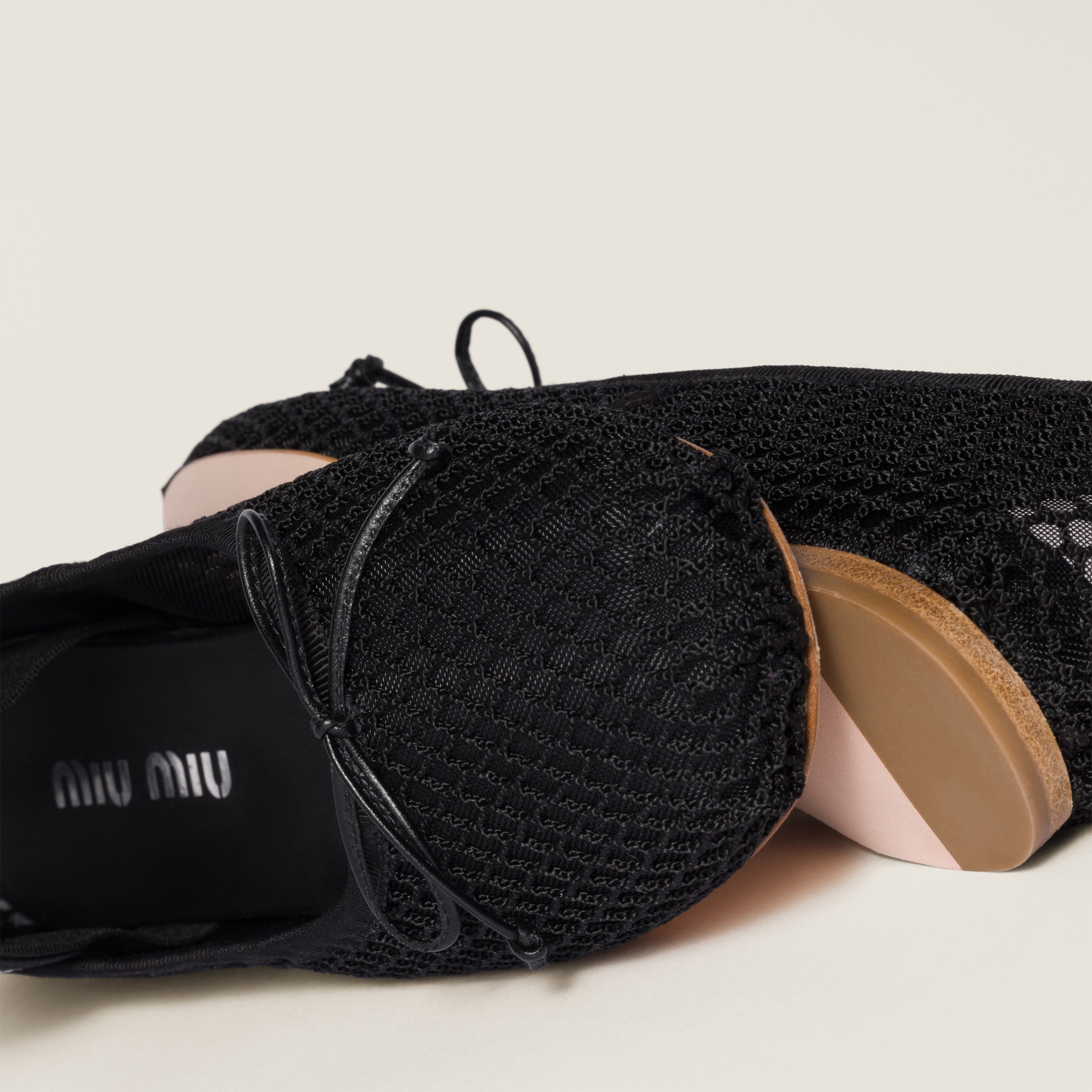 Black Mesh Fabric Ballerinas | Miu Miu