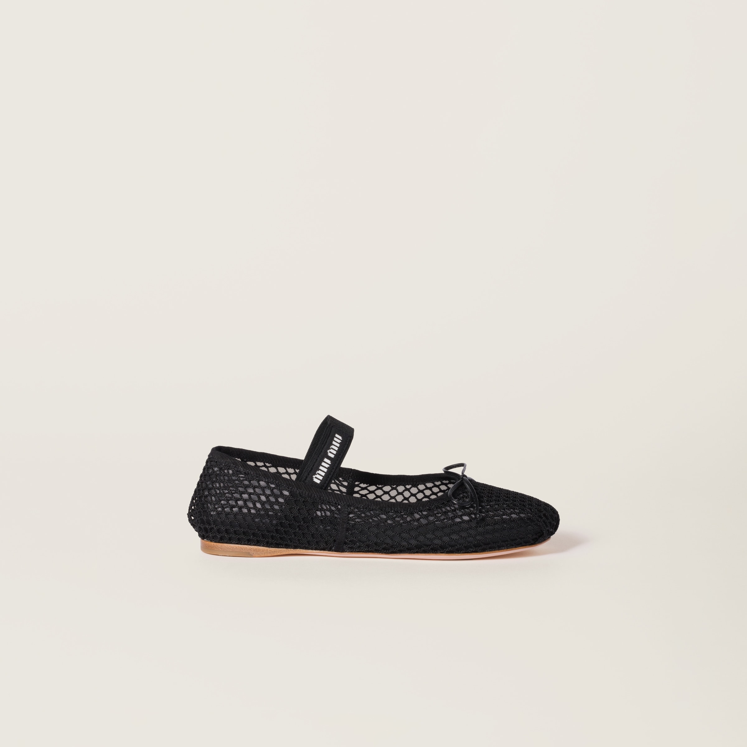 Black Mesh Fabric Ballerinas | Miu Miu