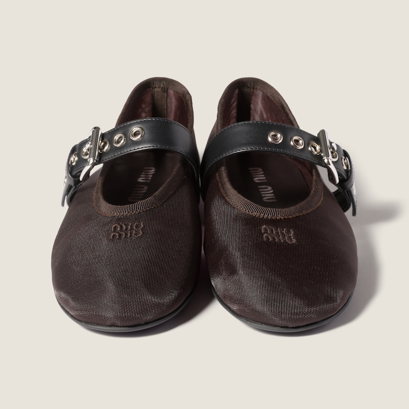 Mesh fabric ballerinas