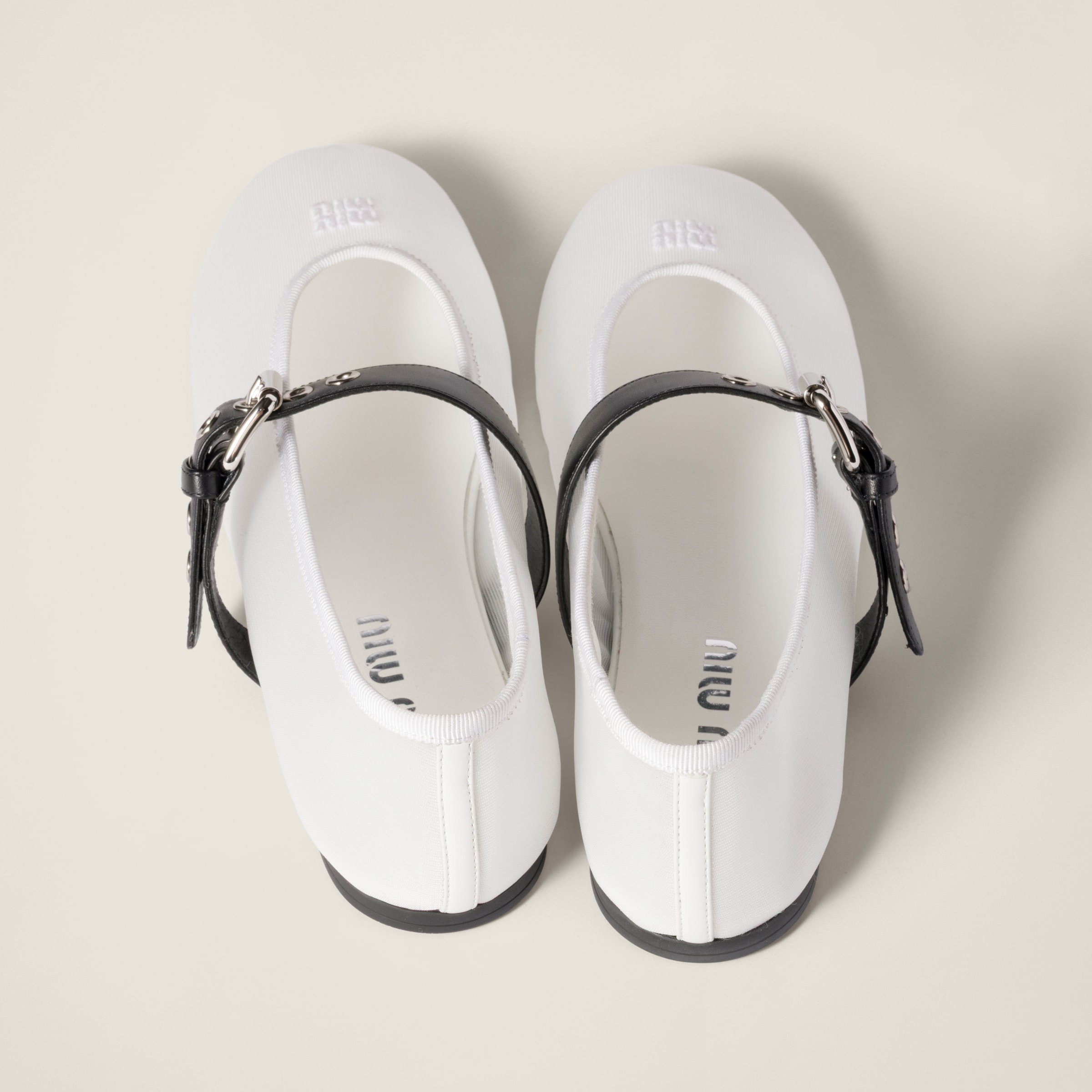Miu Miu Mesh Buckle Mary-jane Ballerina Flats In Orange