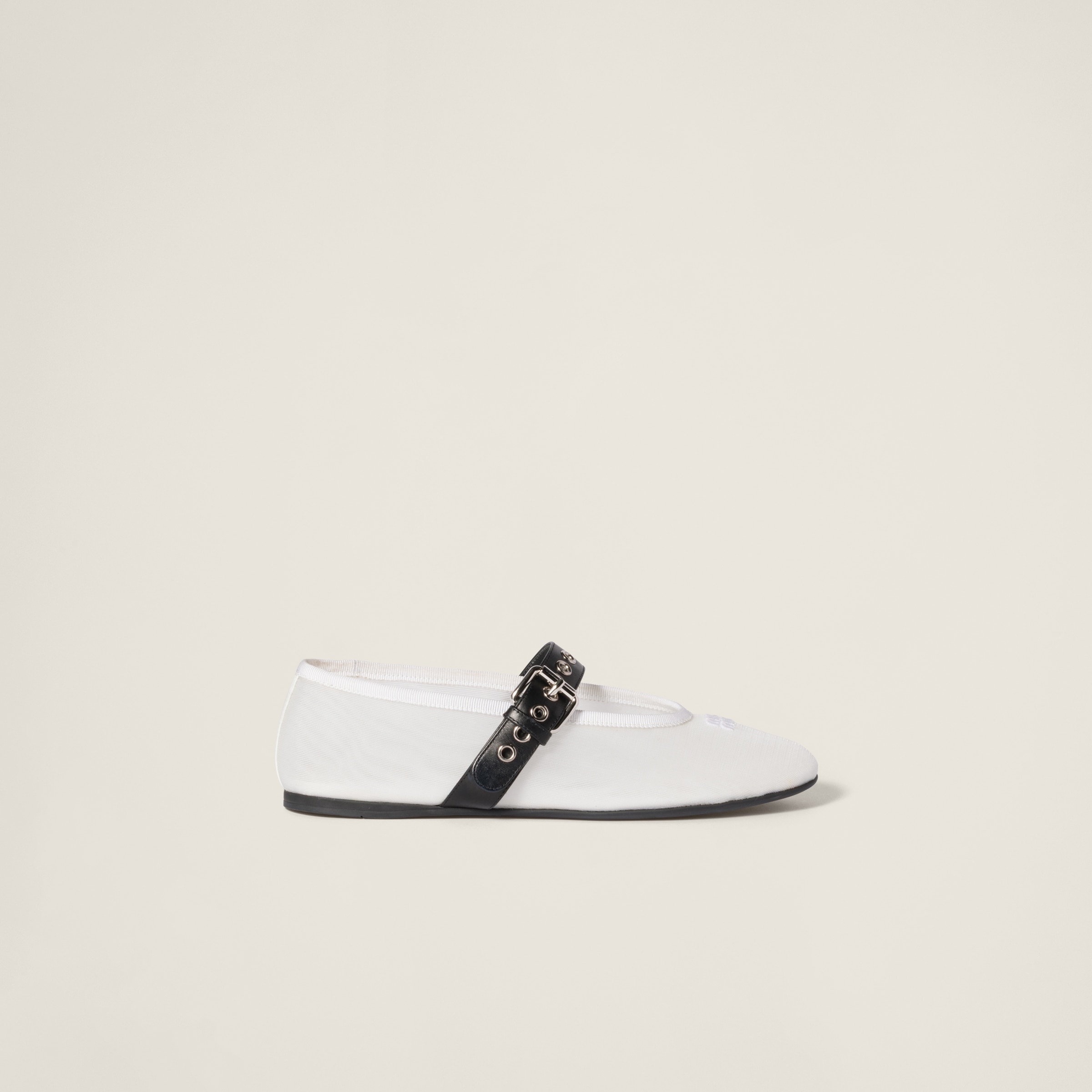 Miu Miu Mesh Buckle Mary-jane Ballerina Flats In Orange