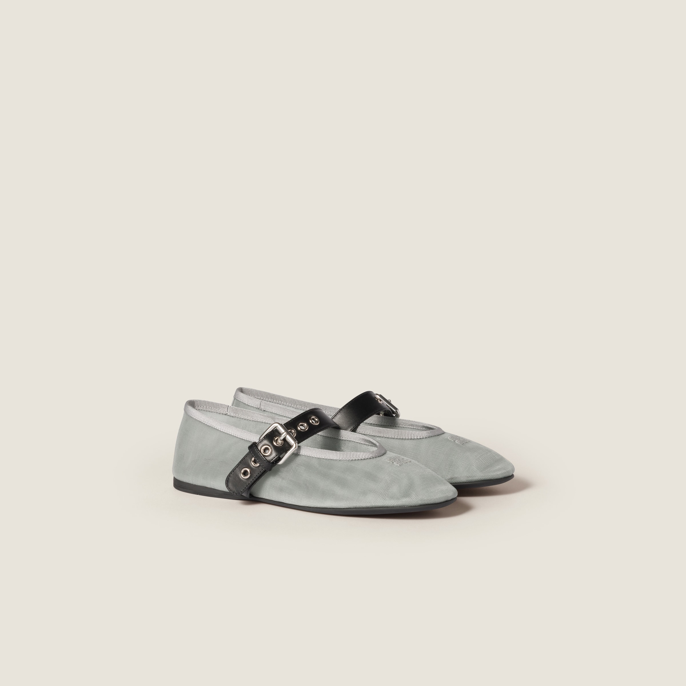 バレエシューズ MIU MIIU 5F373E_099_F0393 MES FABRIC BALLERINAS Aluminum Mesh Fabric Ballerinas | Miu Miu