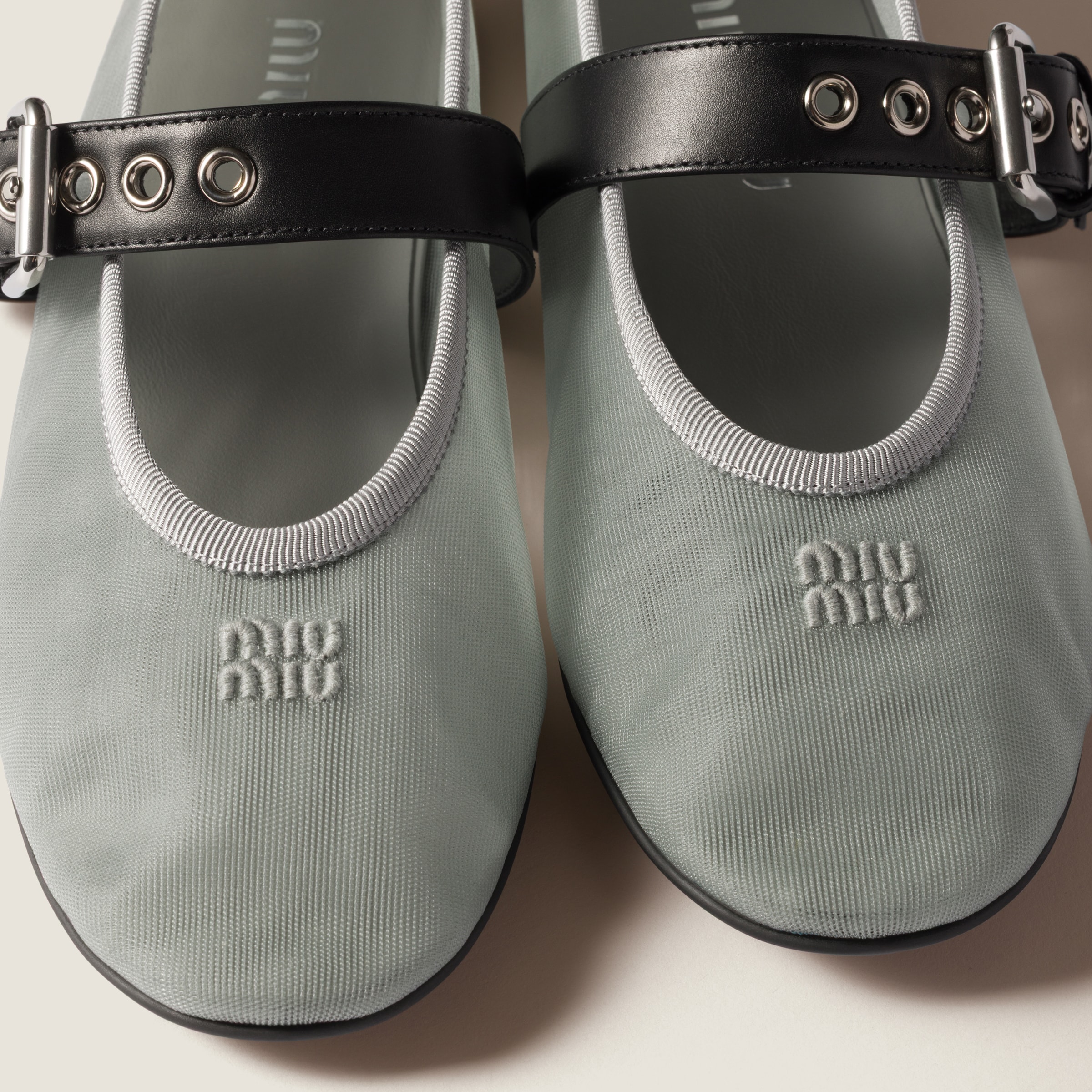 Aluminum Mesh Fabric Ballerinas | Miu Miu