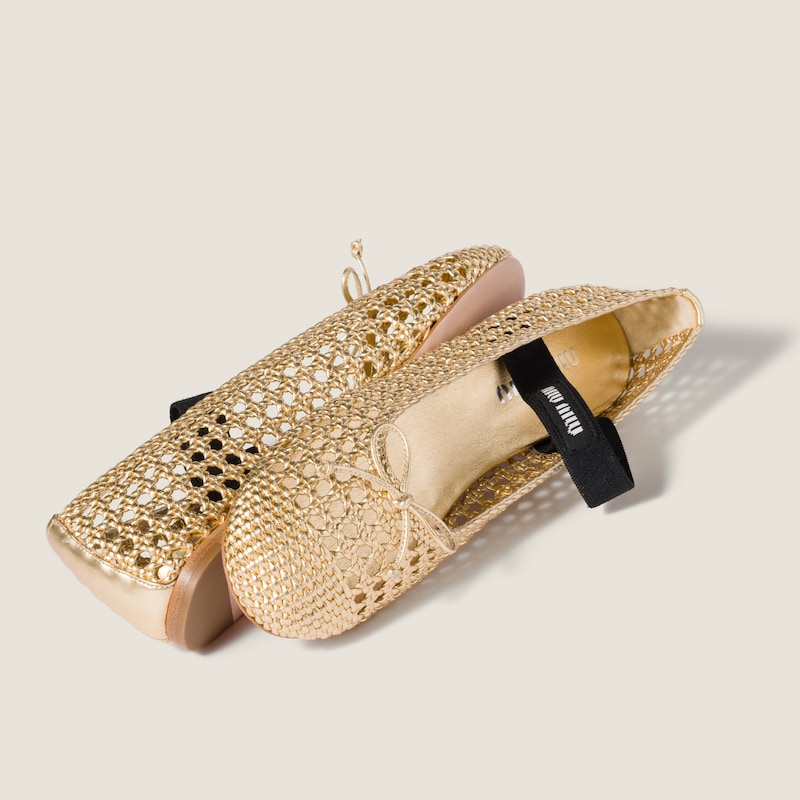 Woven mordoré nappa leather ballerinas
