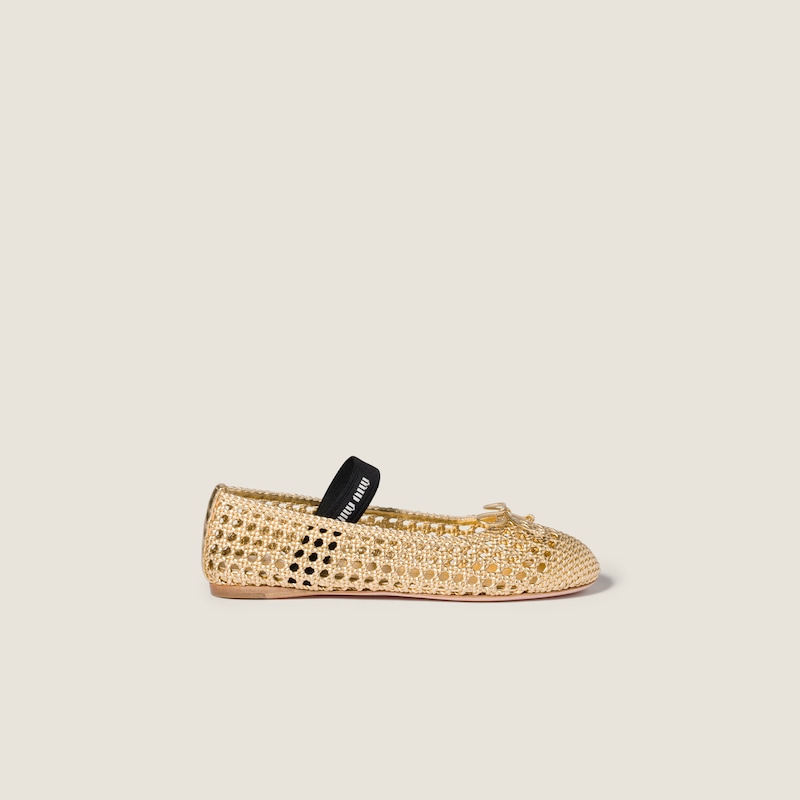 Woven mordoré nappa leather ballerinas