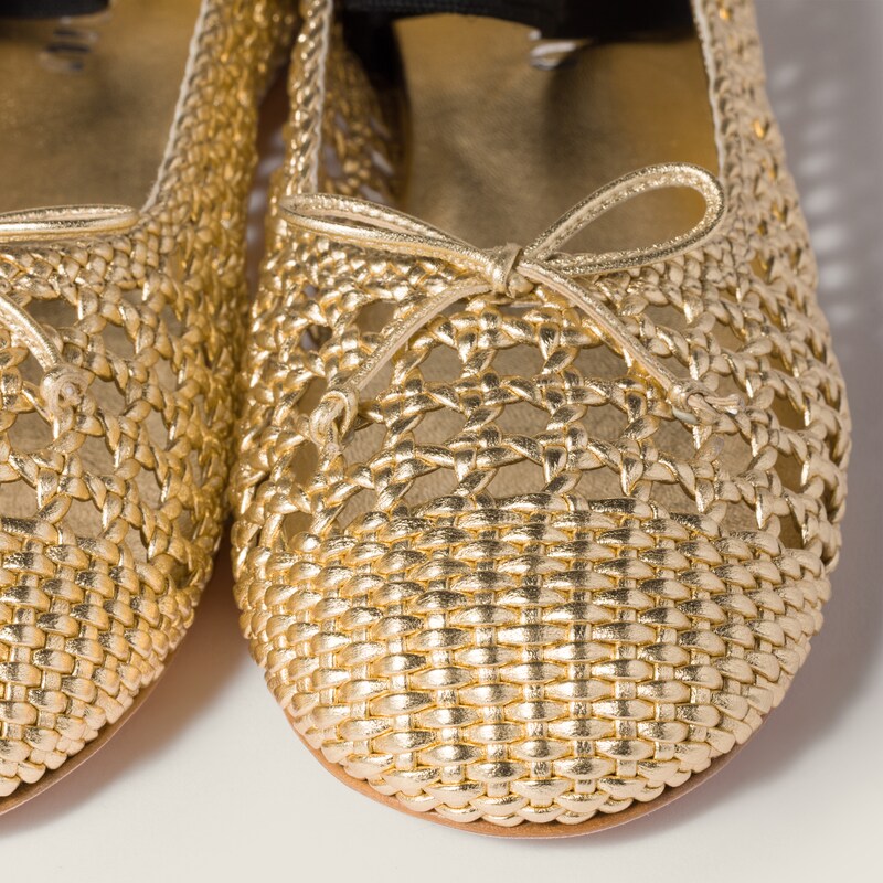 Woven mordoré nappa leather ballerinas