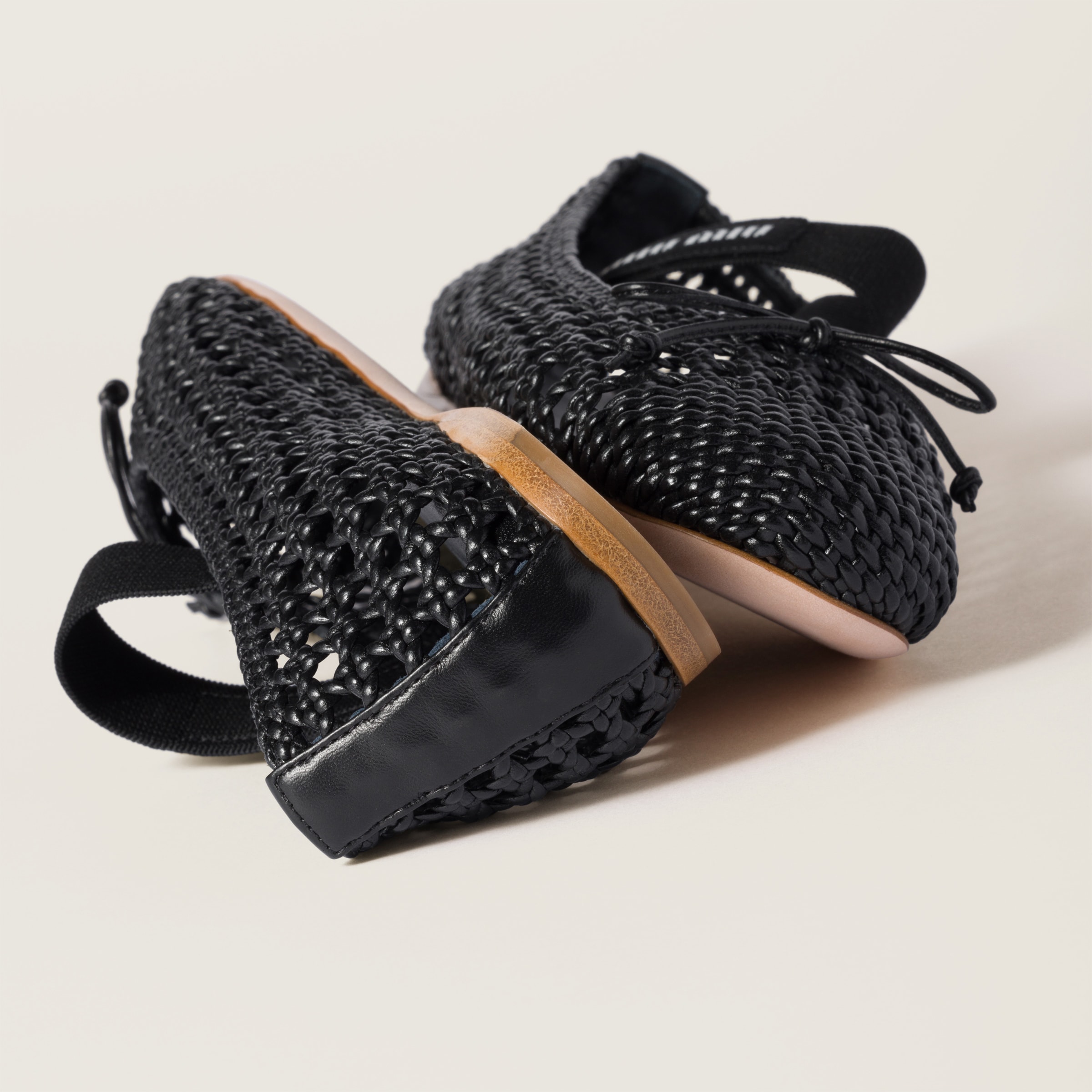 Miu Miu Woven Nappa Leather Ballerinas In Black