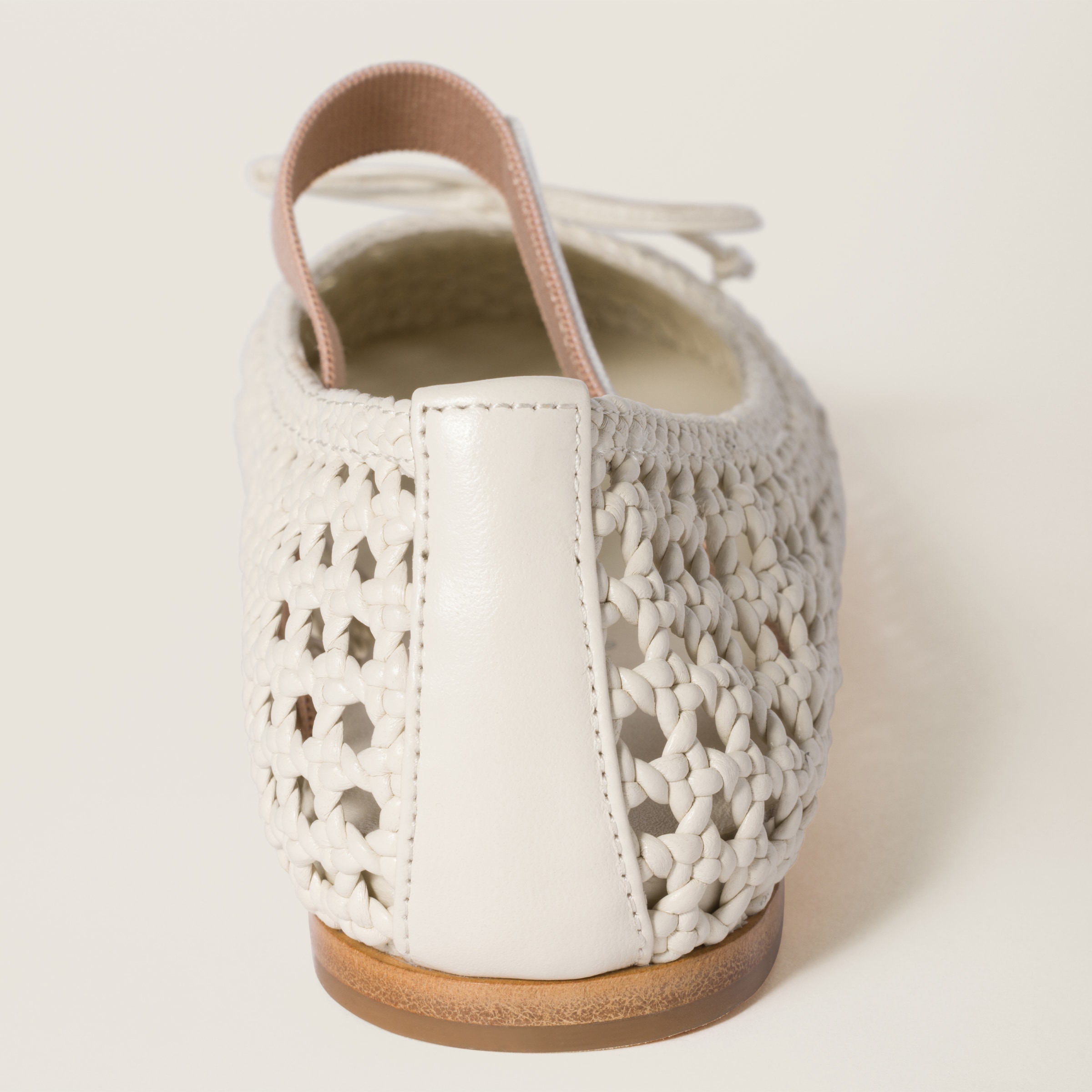 Ivory Woven Nappa Leather Ballerinas | Miu Miu