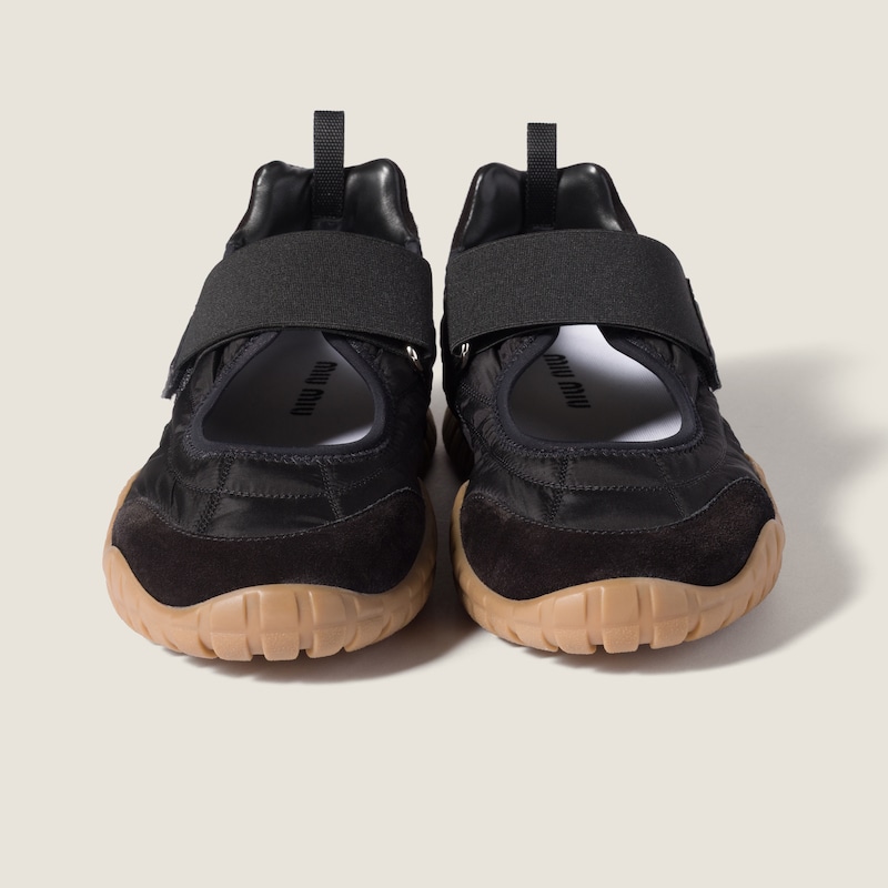 Tyre technical fabric and suede ballerinas