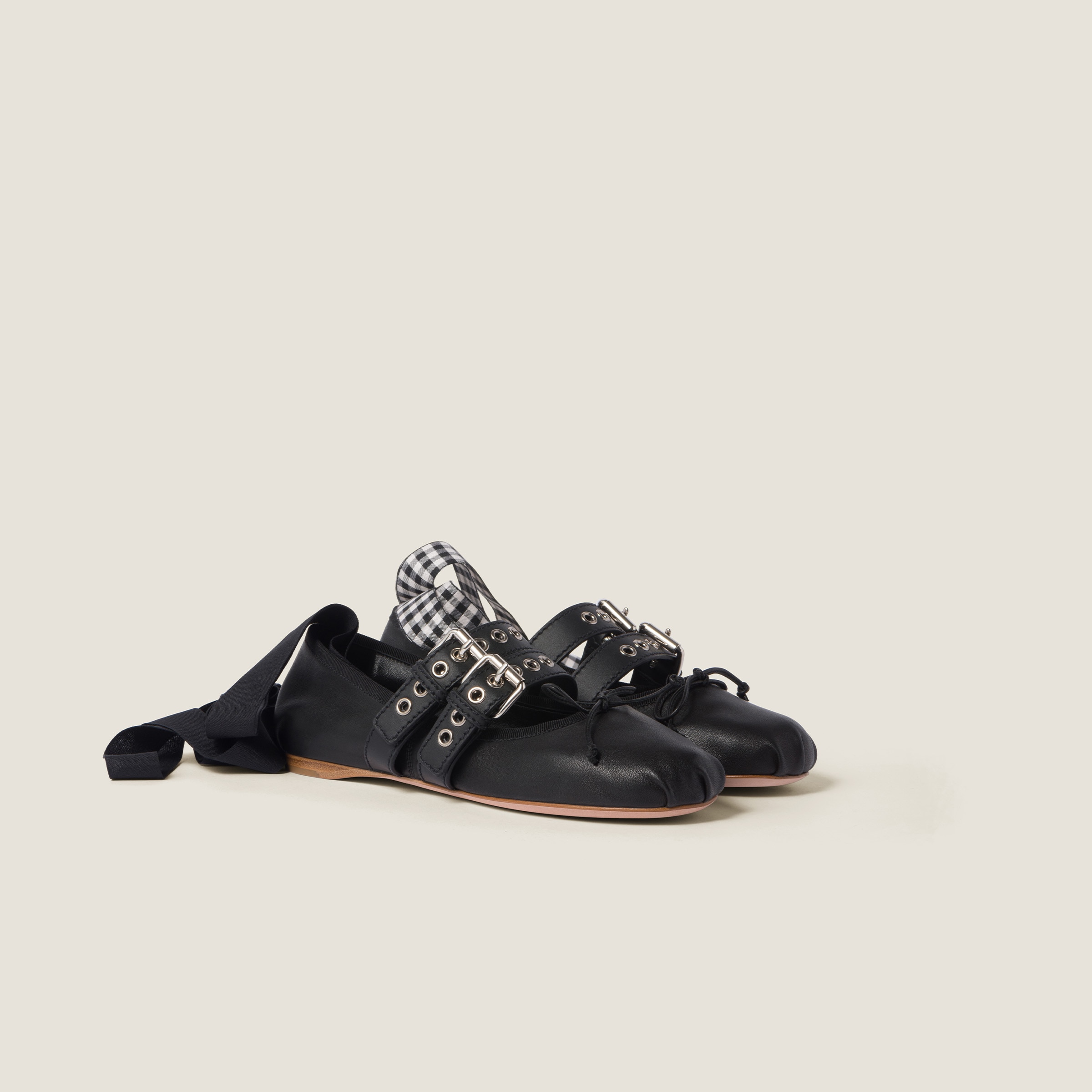 Miumiu Nappa And Calf Leather Ballerinas In Black