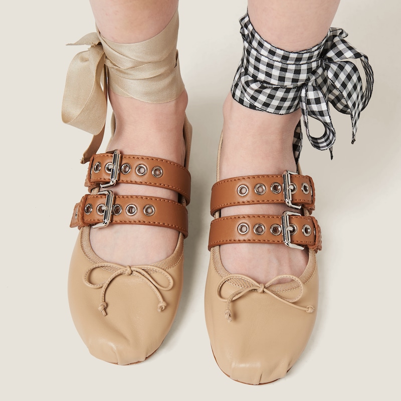 ナッパレザーxカーフレザー バレリーナ