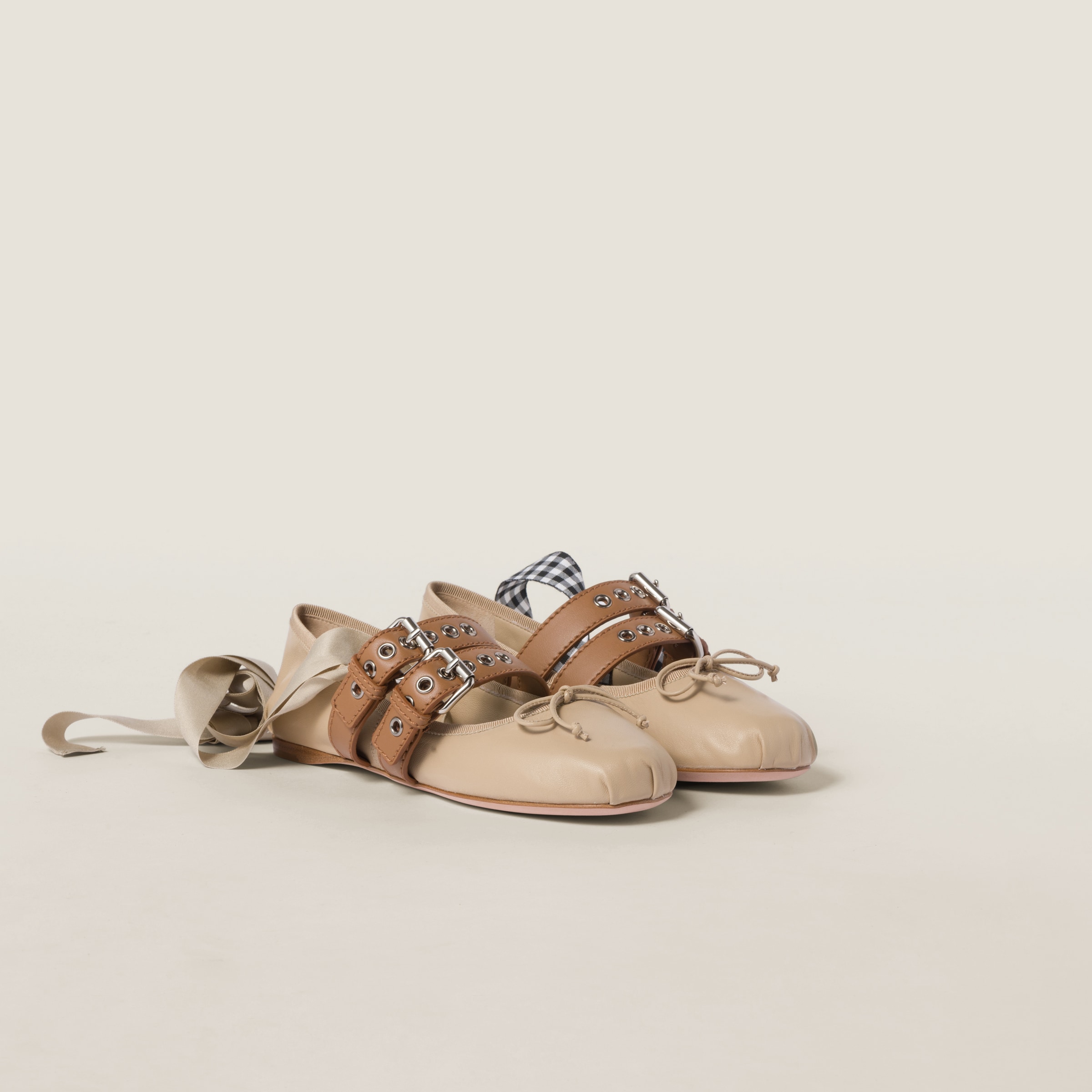 Miumiu Nappa And Calf Leather Ballerinas In Cord