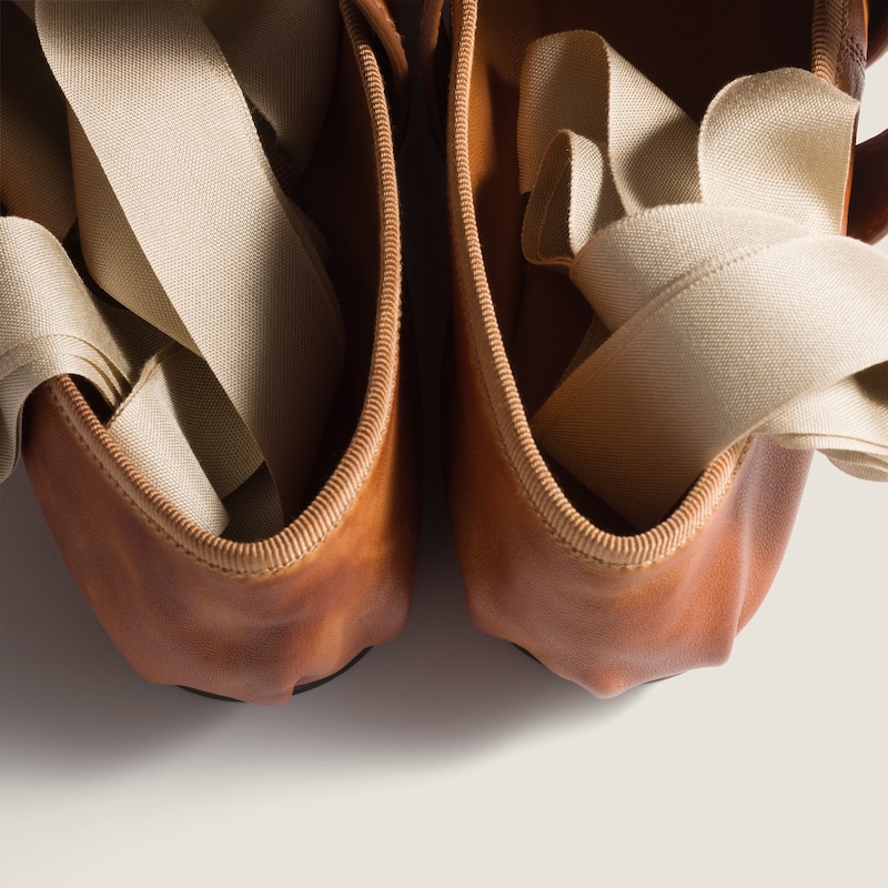 Nappa and calf leather ballerinas