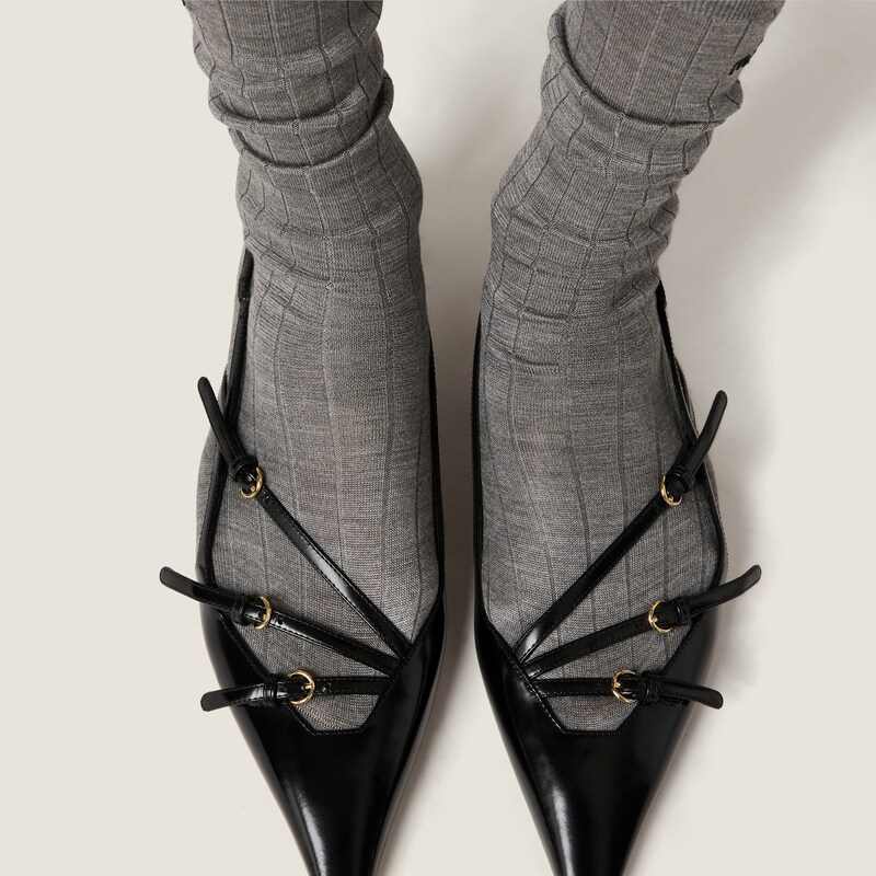 Leather slingback ballerinas with buckles