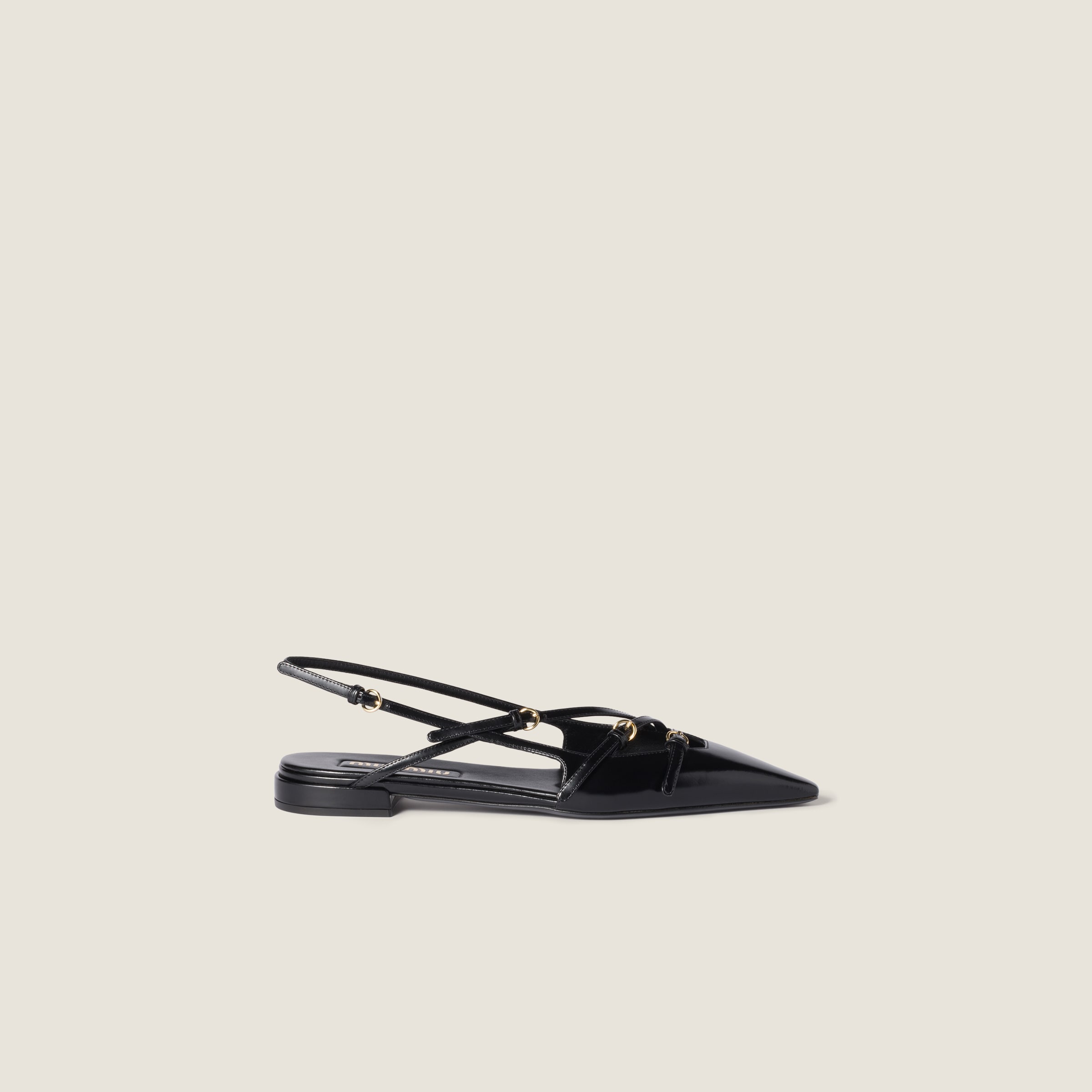 Miu Miu Leather Slingback Ballerinas With Buckles