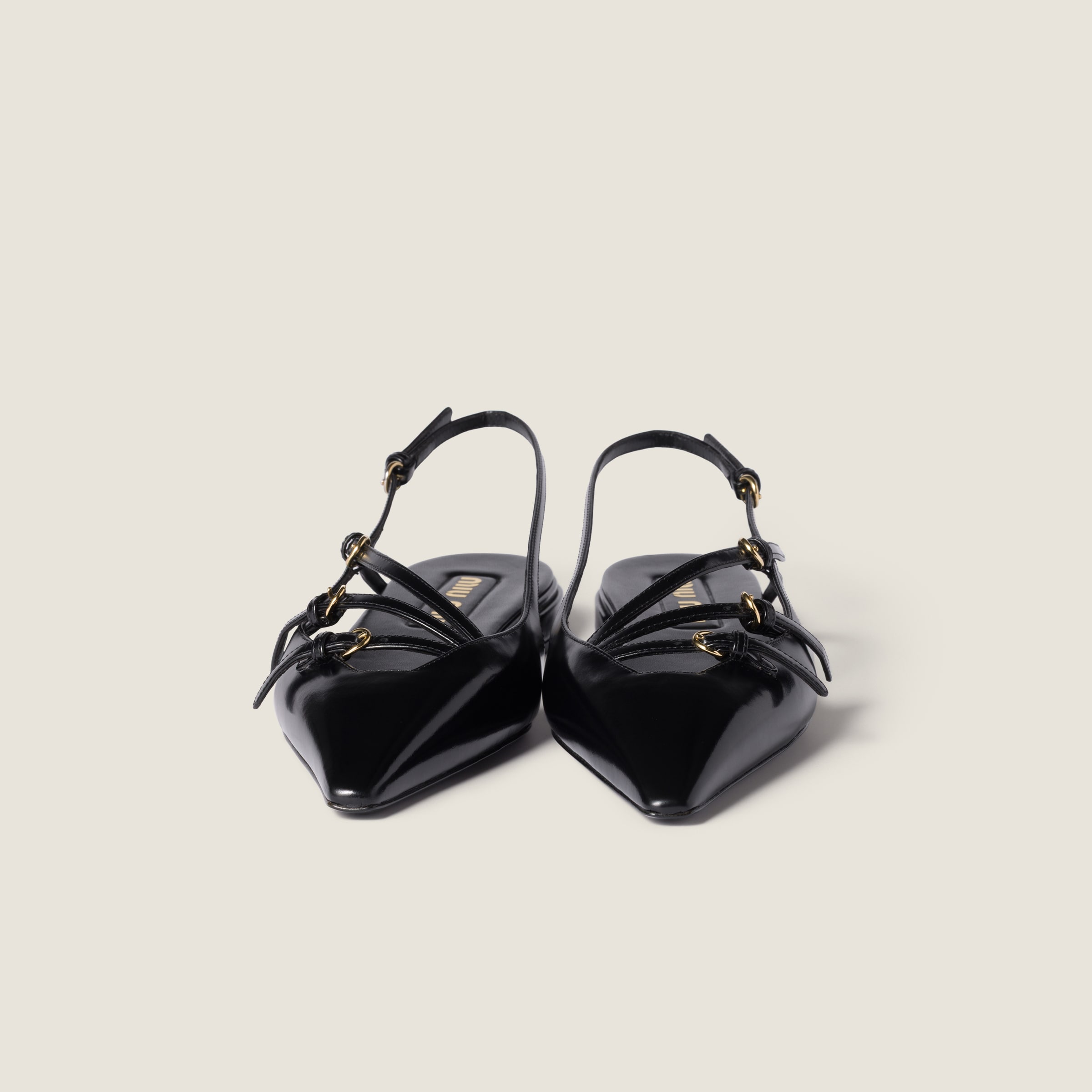 Miu Miu Leather Slingback Ballerinas With Buckles