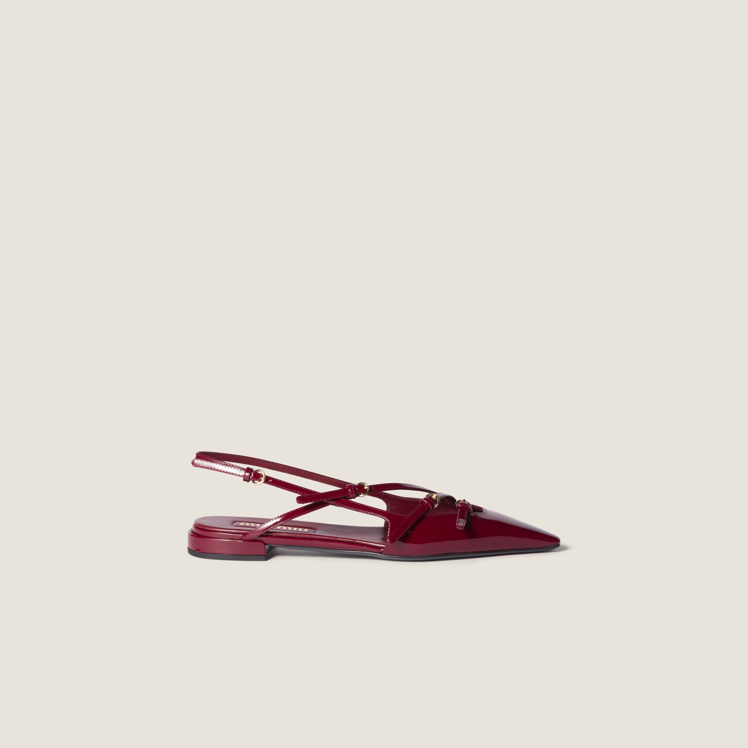 Miu Miu Patent Leather Slingback Ballerinas With Buckles
