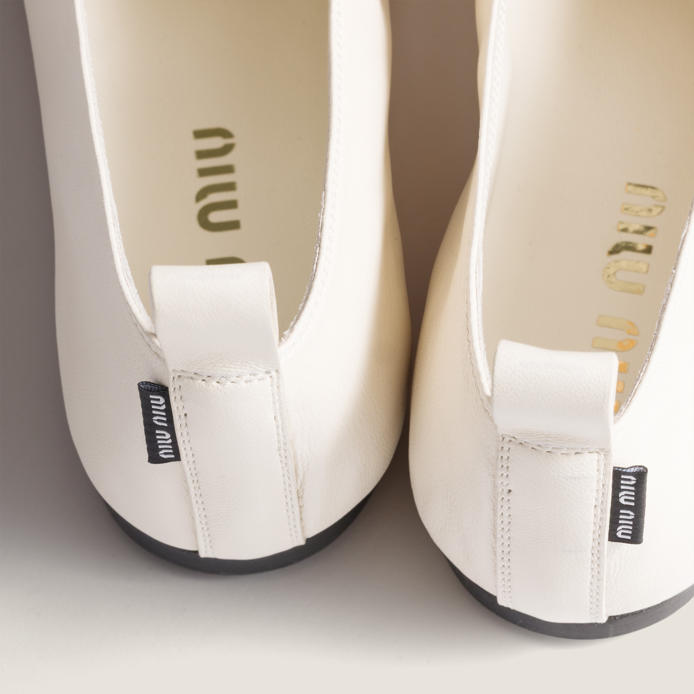 【関税&送料込】Miu Miu Ivory Leather Ballerinas Ivory Élan Nappa Leather Ballerinas | Miu Miu