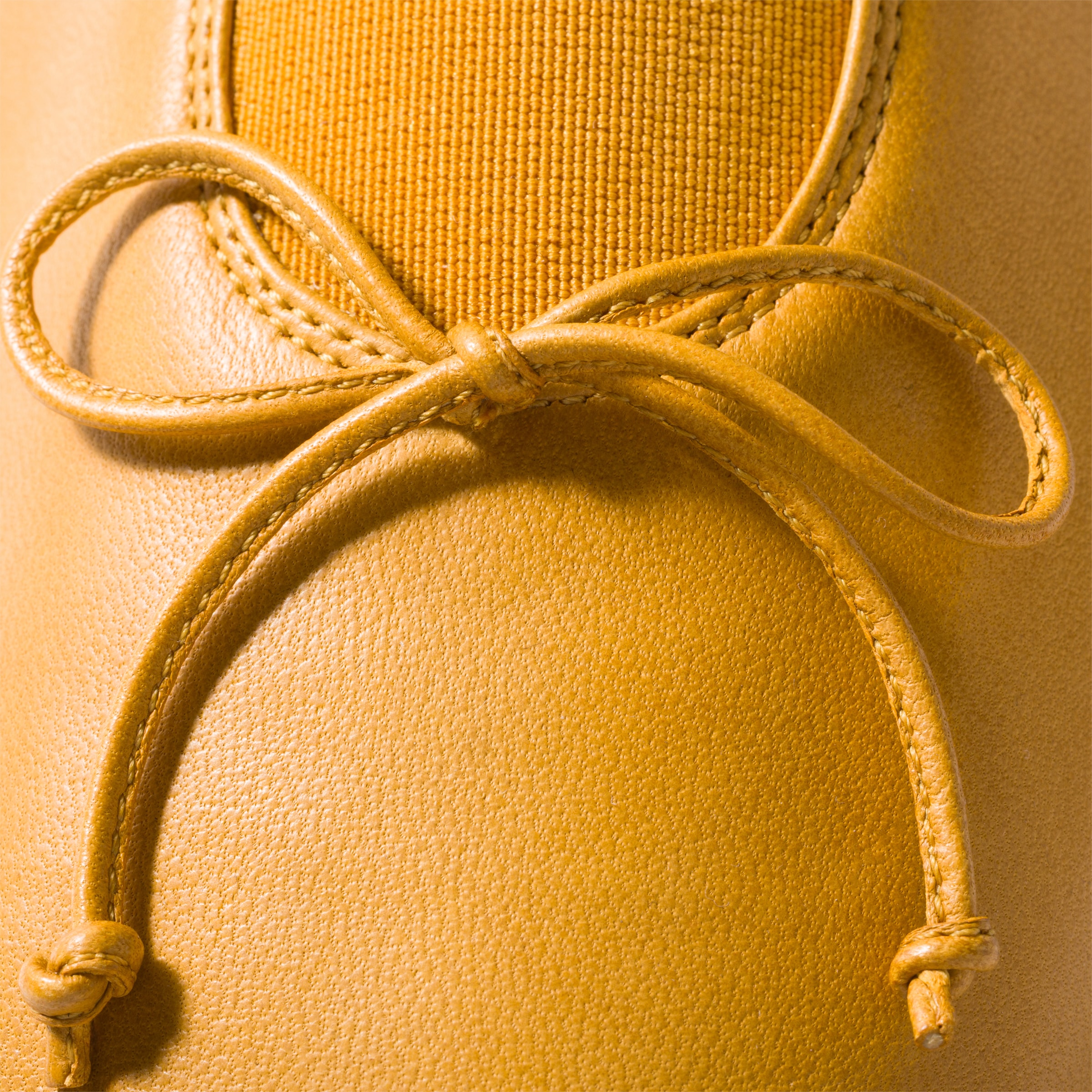 Miu Miu Élan Bow Leather Ballerina Flats In Yellow