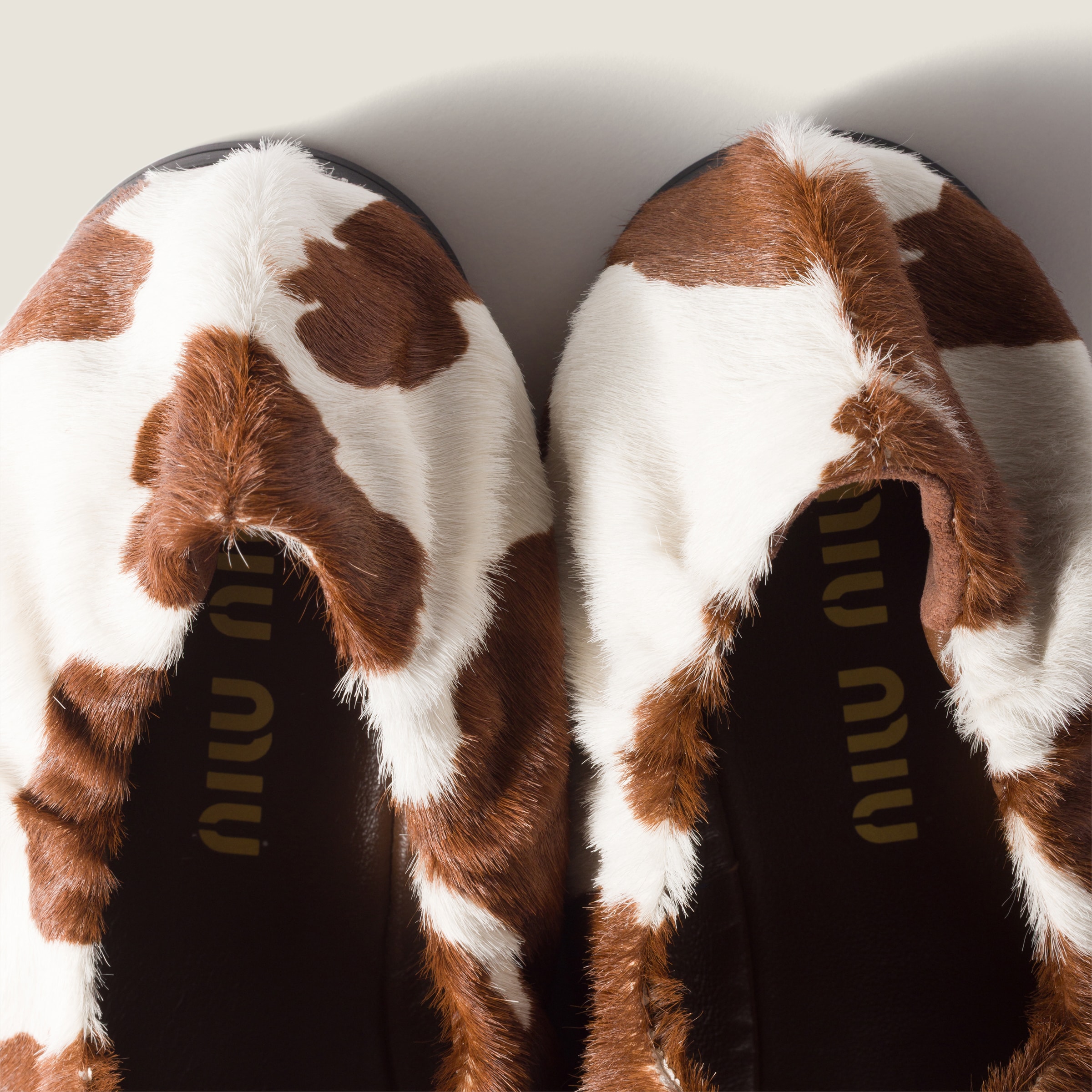 Miu Miu Ruches Printed Leather Ballerinas In Multi