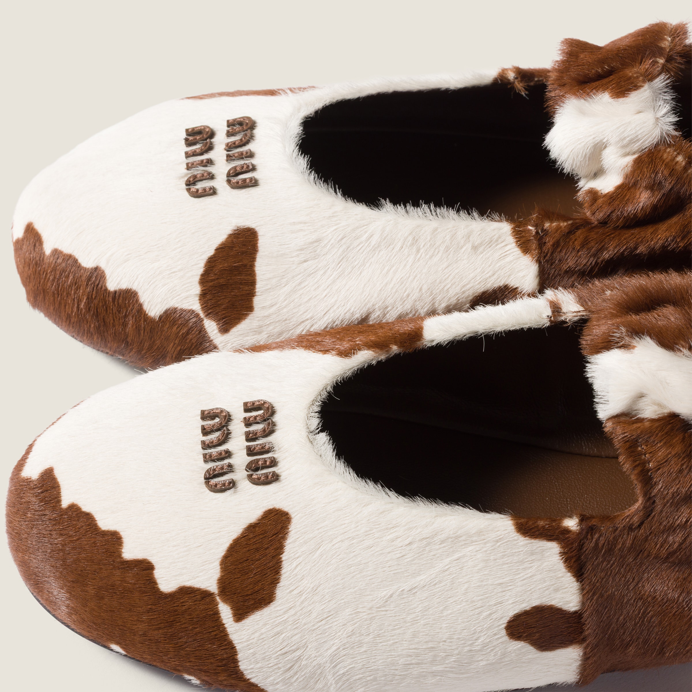 Miu Miu Ruches Printed Leather Ballerinas In Multi
