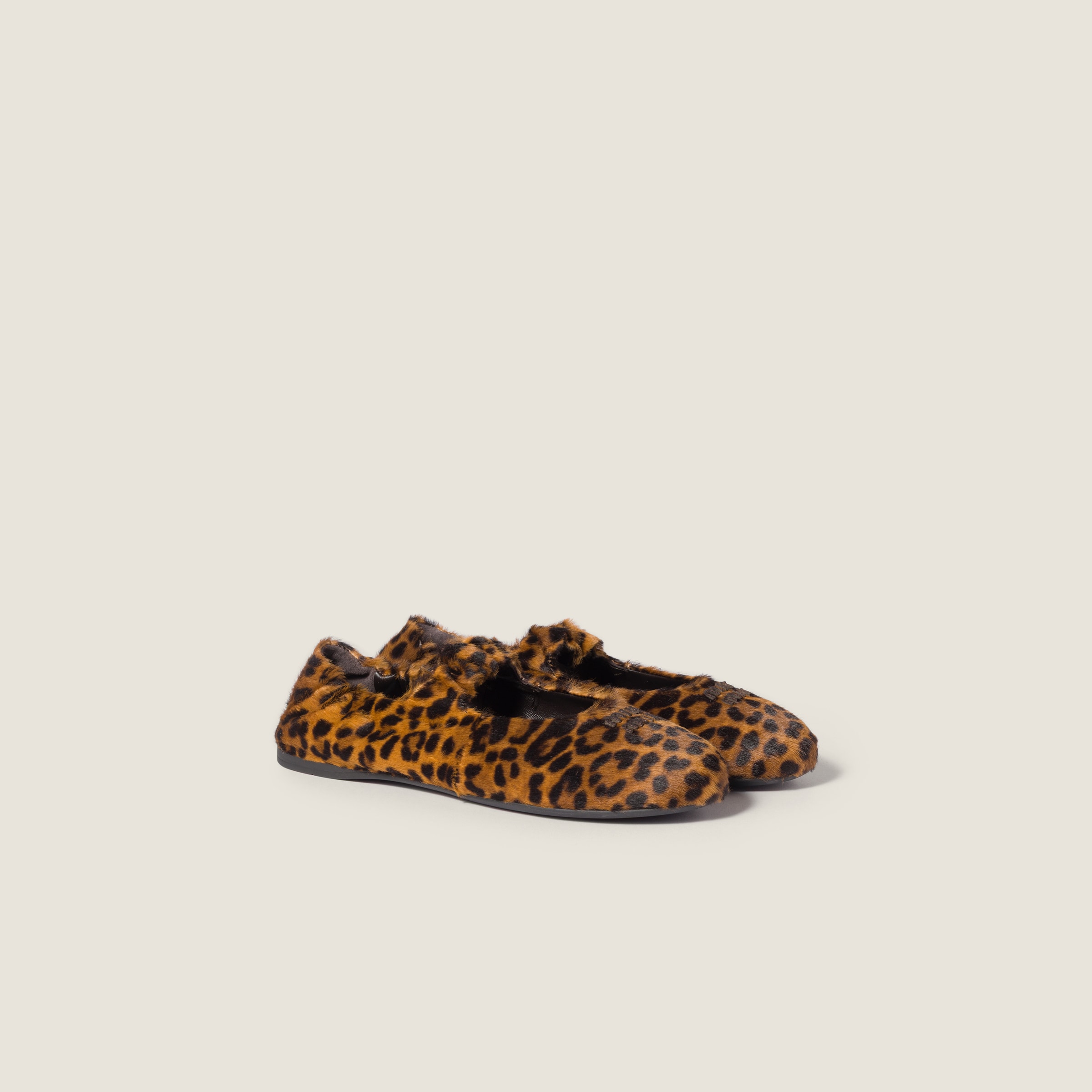 Ruches printed leather ballerinas