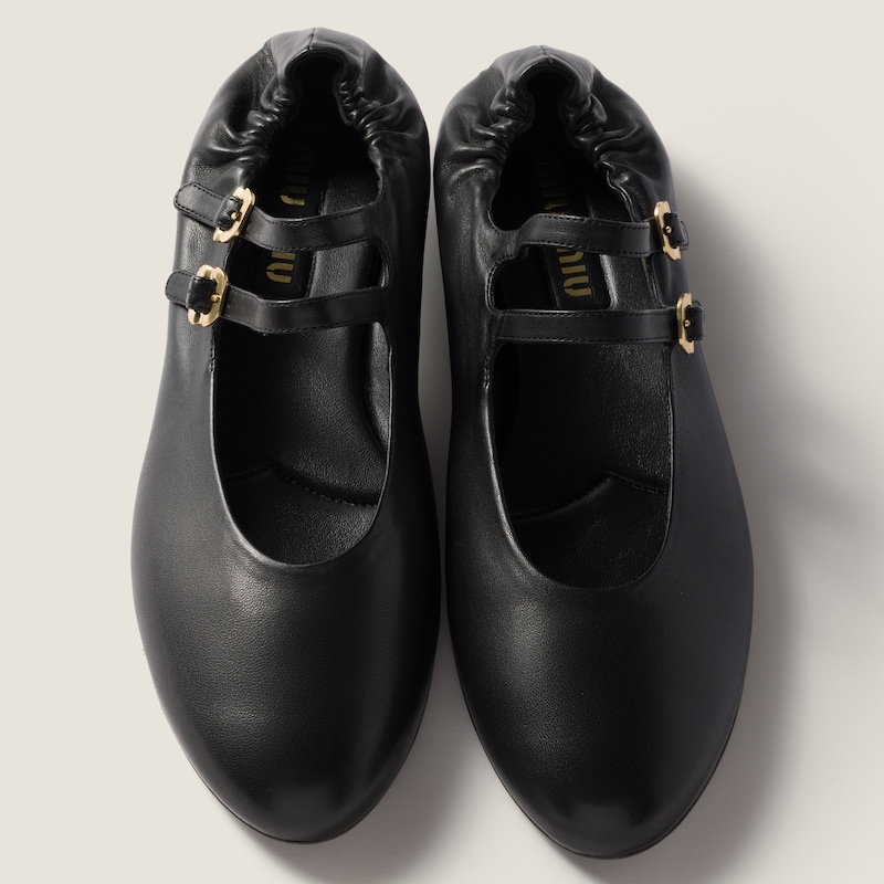 Ballerines en cuir nappa ruches