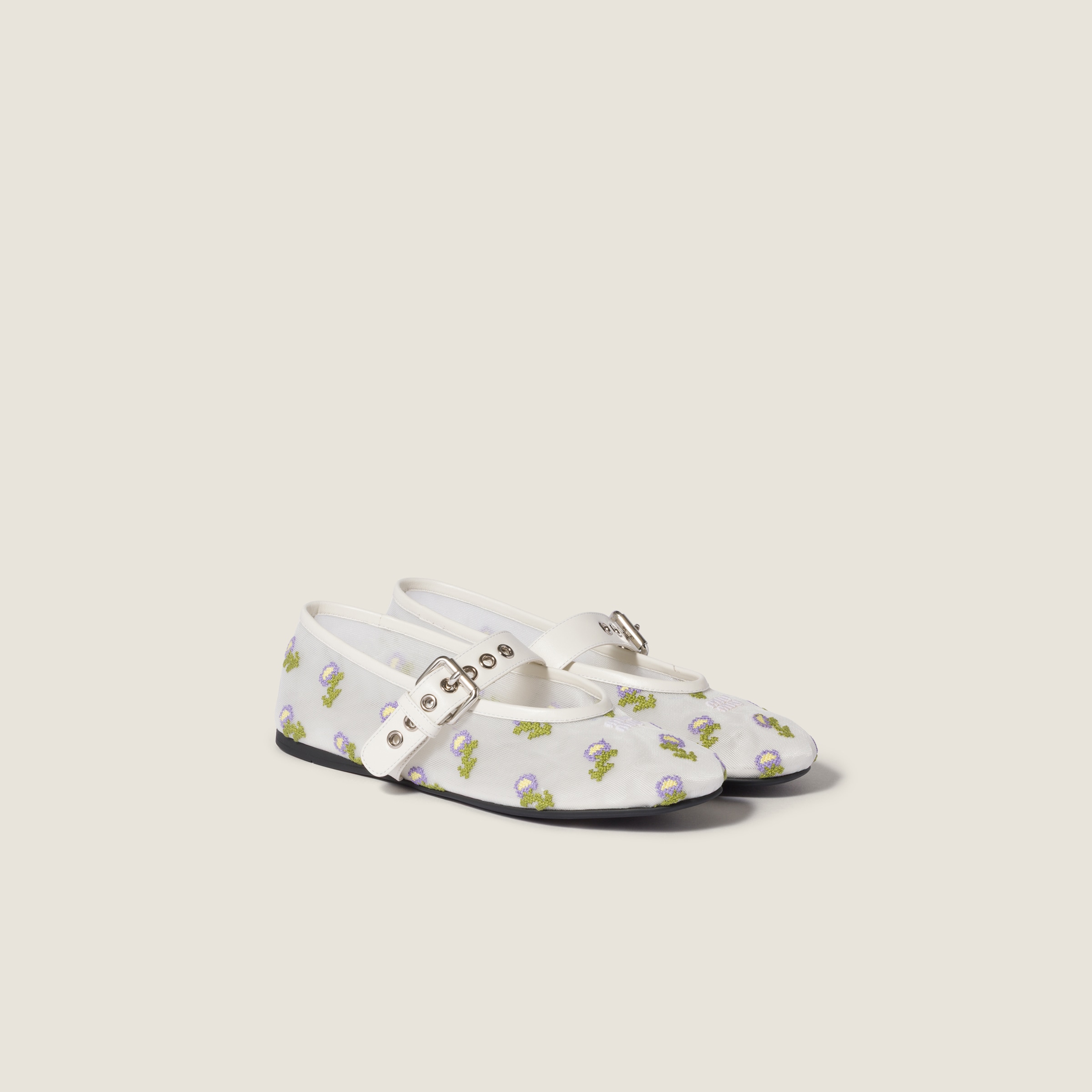 Embroidered mesh ballerinas from Miu Miu - $1,290