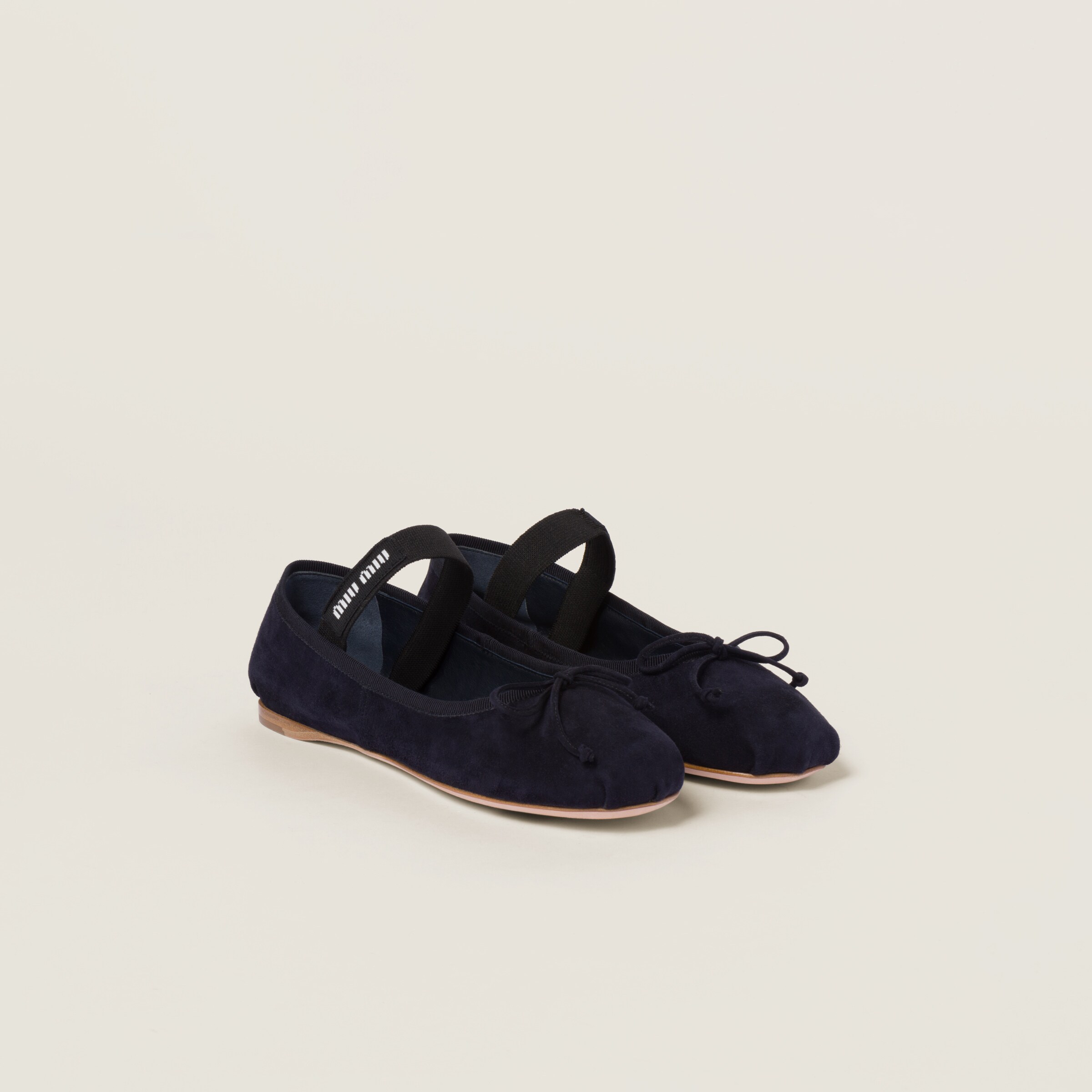 MIUMIU 26S BALLERINAS IN LILAC GREY FABRIC AND SUEDE