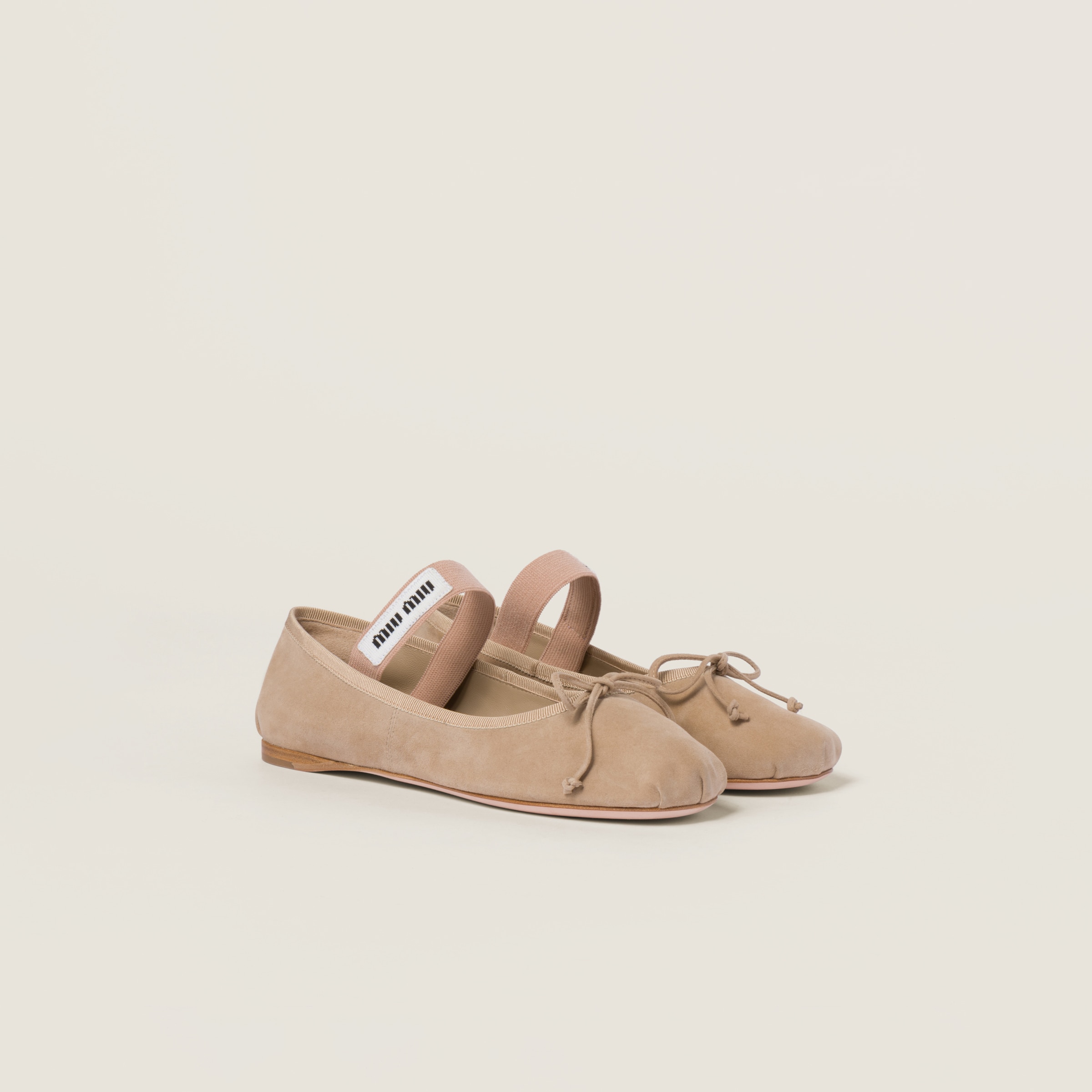 Sand Beige Suede Ballerinas | Miu Miu