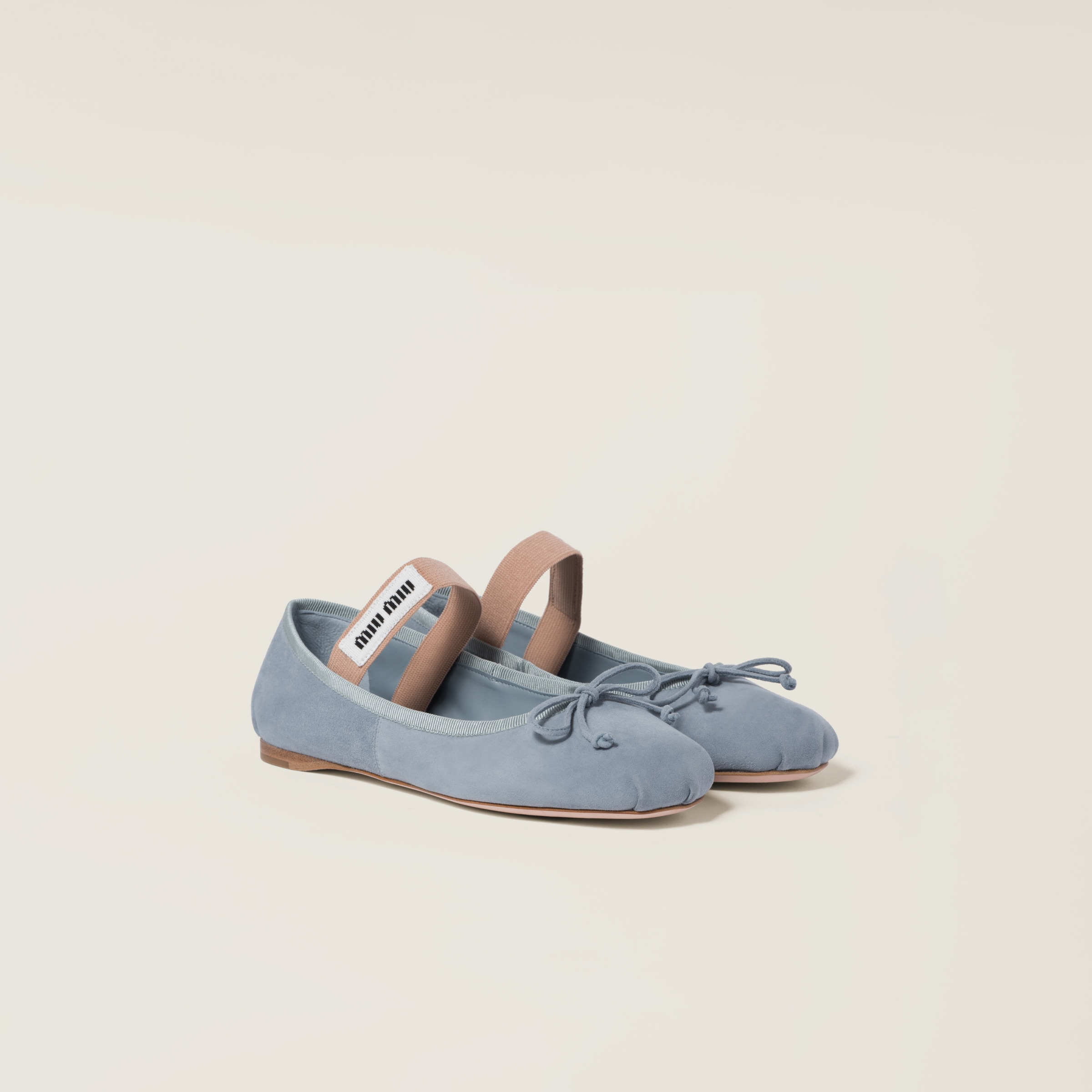 Astral Blue Suede Ballerinas Miu Miu