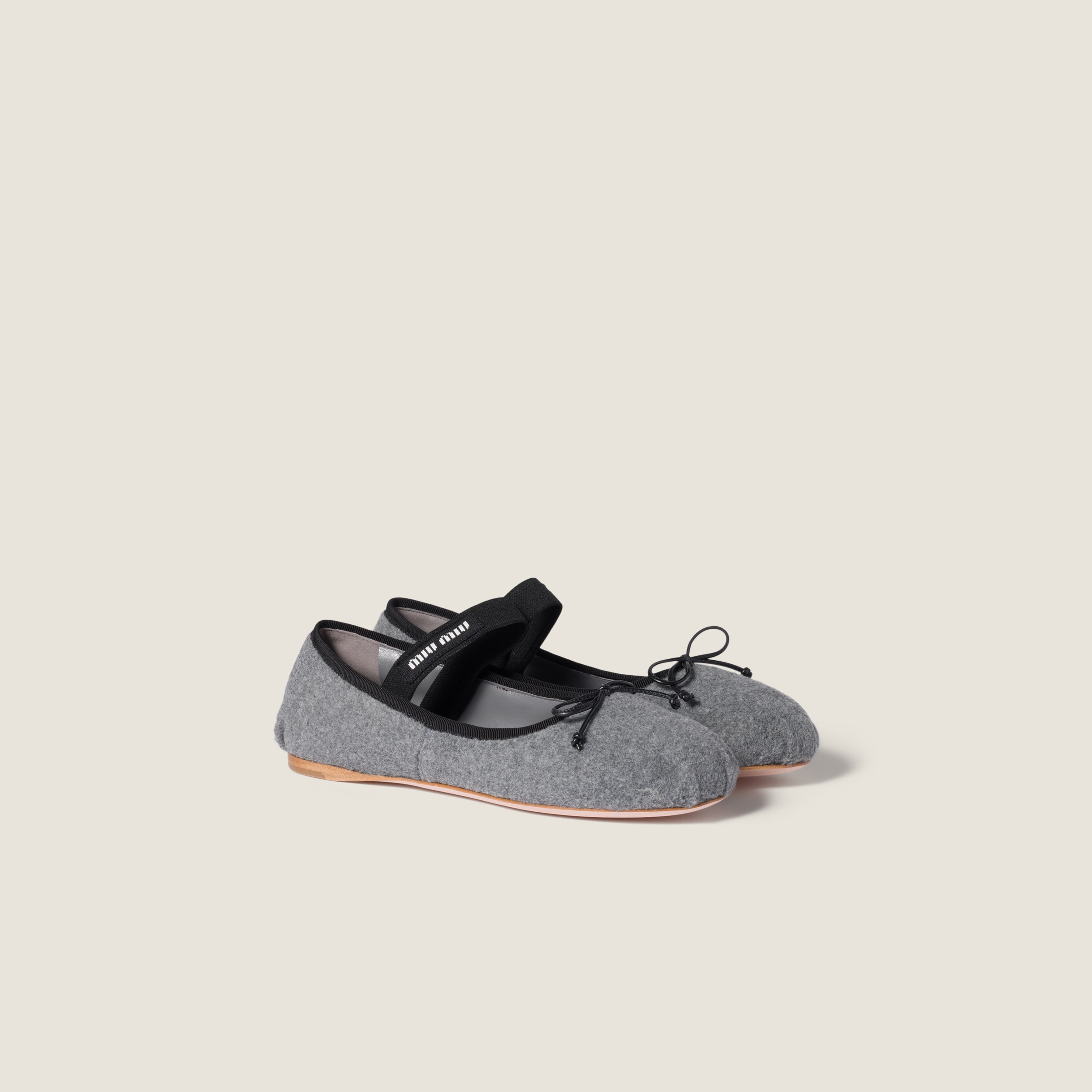 Miu Miu Fleece Ballerinas In Gray