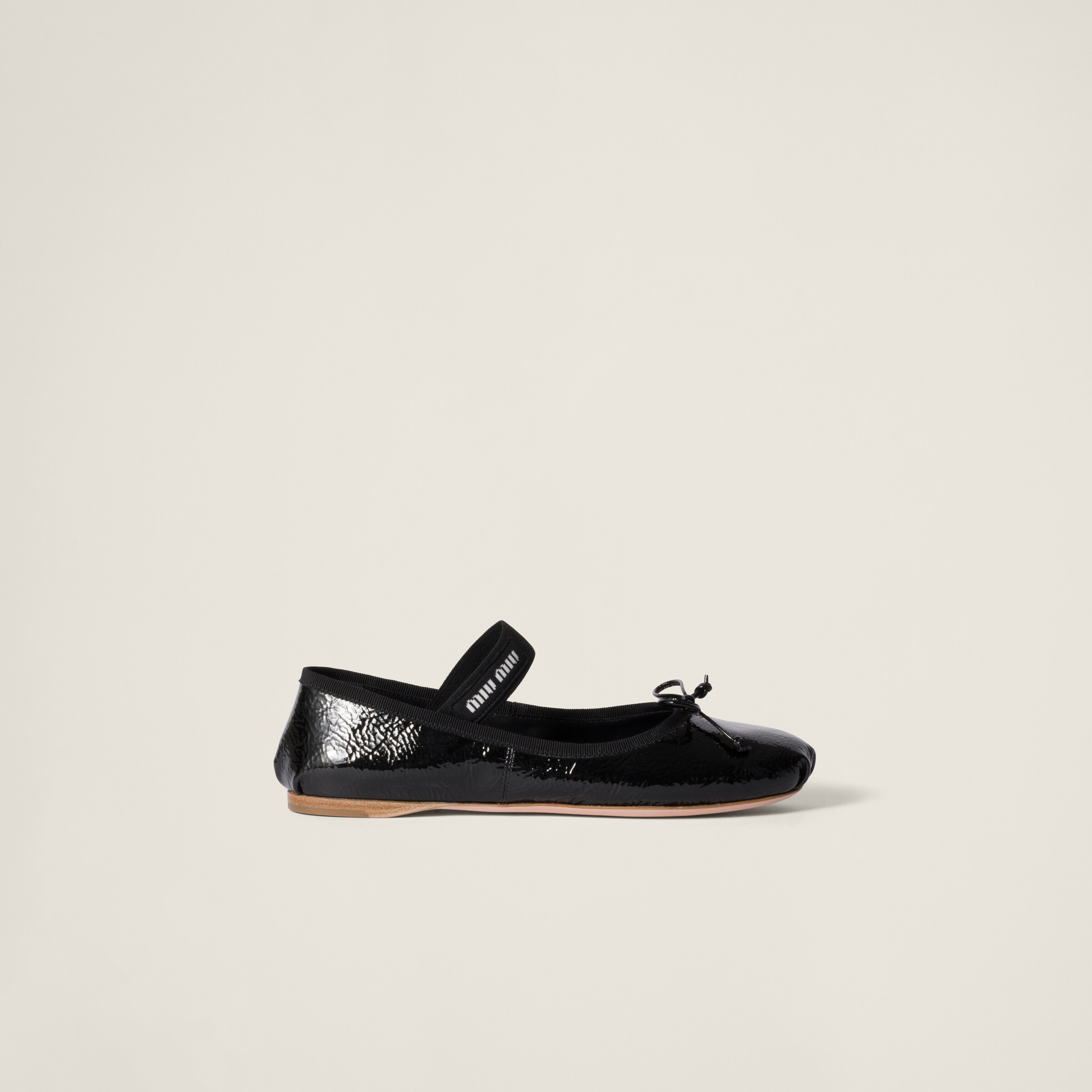 バレエシューズ MIUMIU BLACK NAPLAK BALLERINAS Miu Miu Naplak Leather Flatform Ballerinas In Black | ModeSens