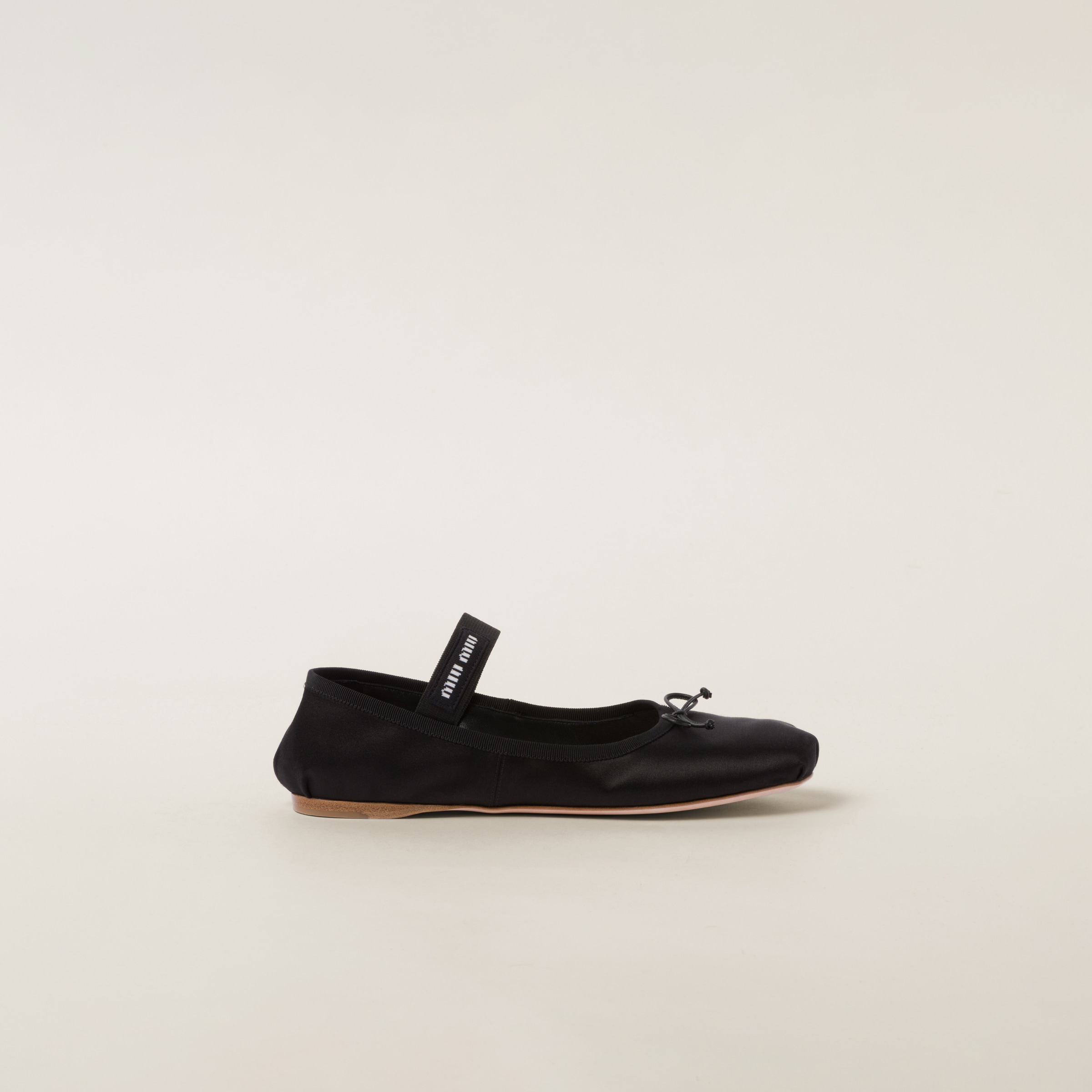 Shop Miumiu Satin Ballerinas In Black