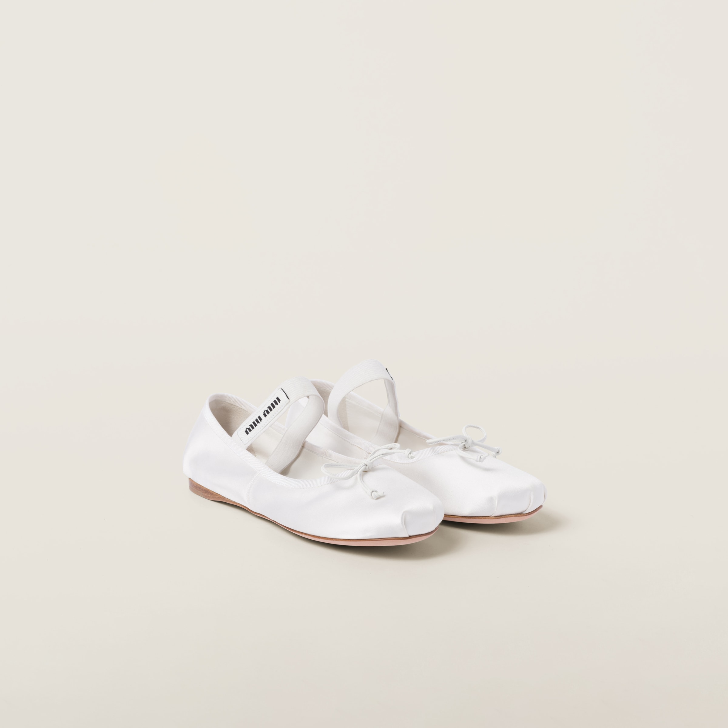 Miumiu Satin Ballerinas In White