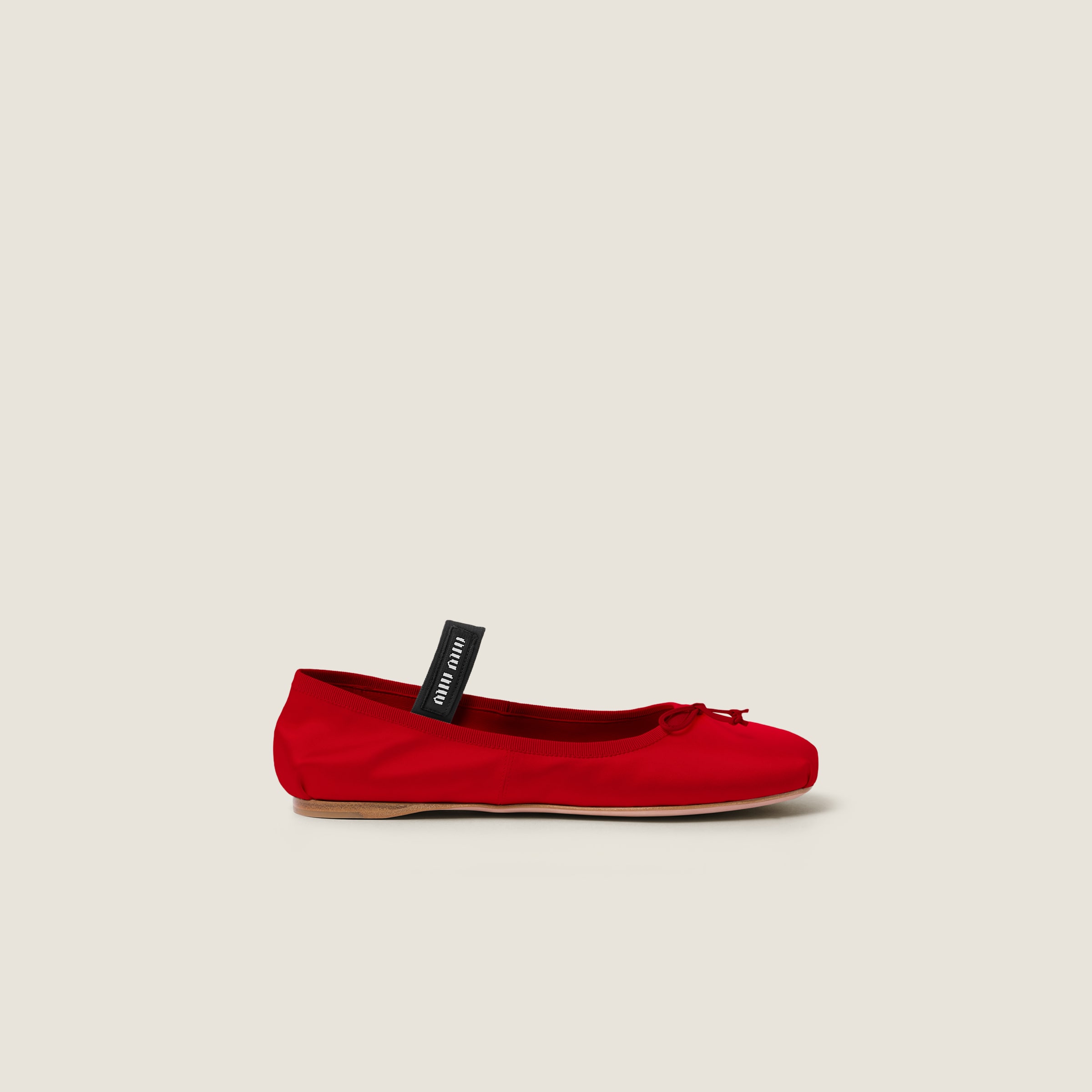 Miu Miu Satin Ballerinas In Red