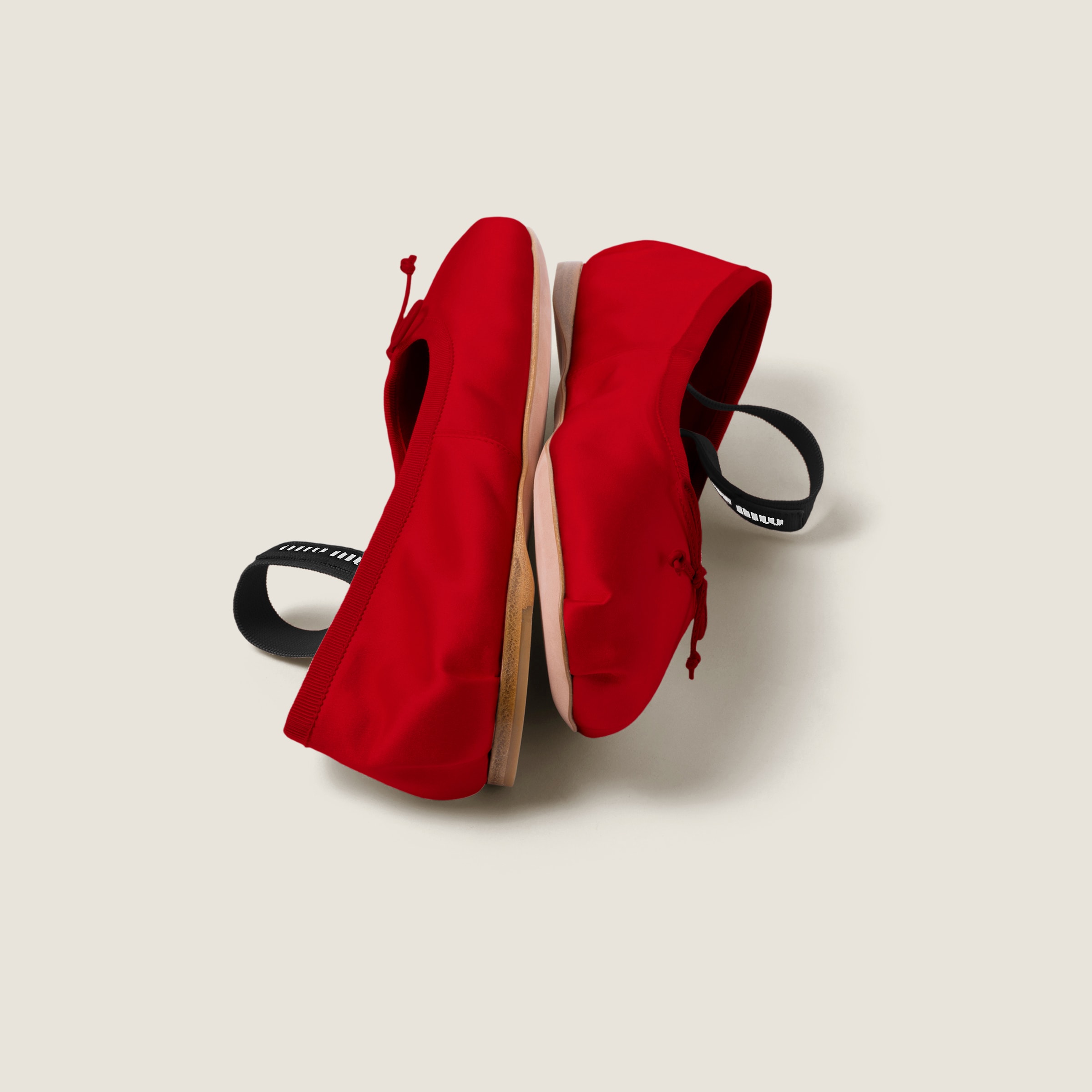 Miu Miu Satin Ballerinas In Red