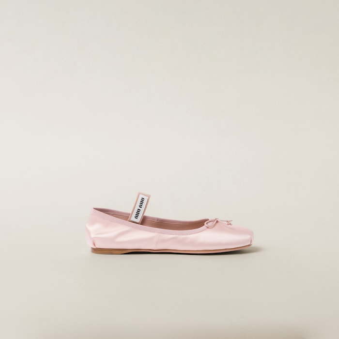 Orchid Pink Satin Ballerinas | Miu Miu
